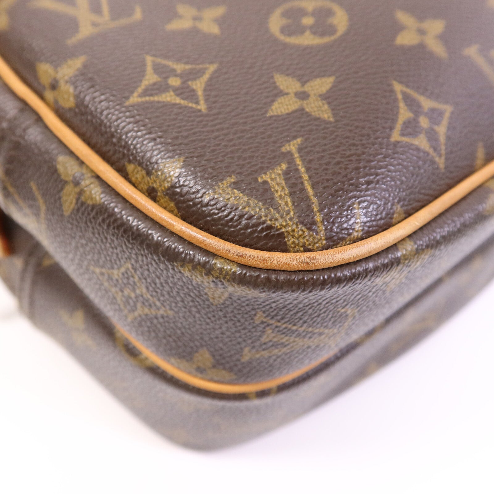 LOUIS VUITTON Monogram Reporter PM金扣肩背袋棕色