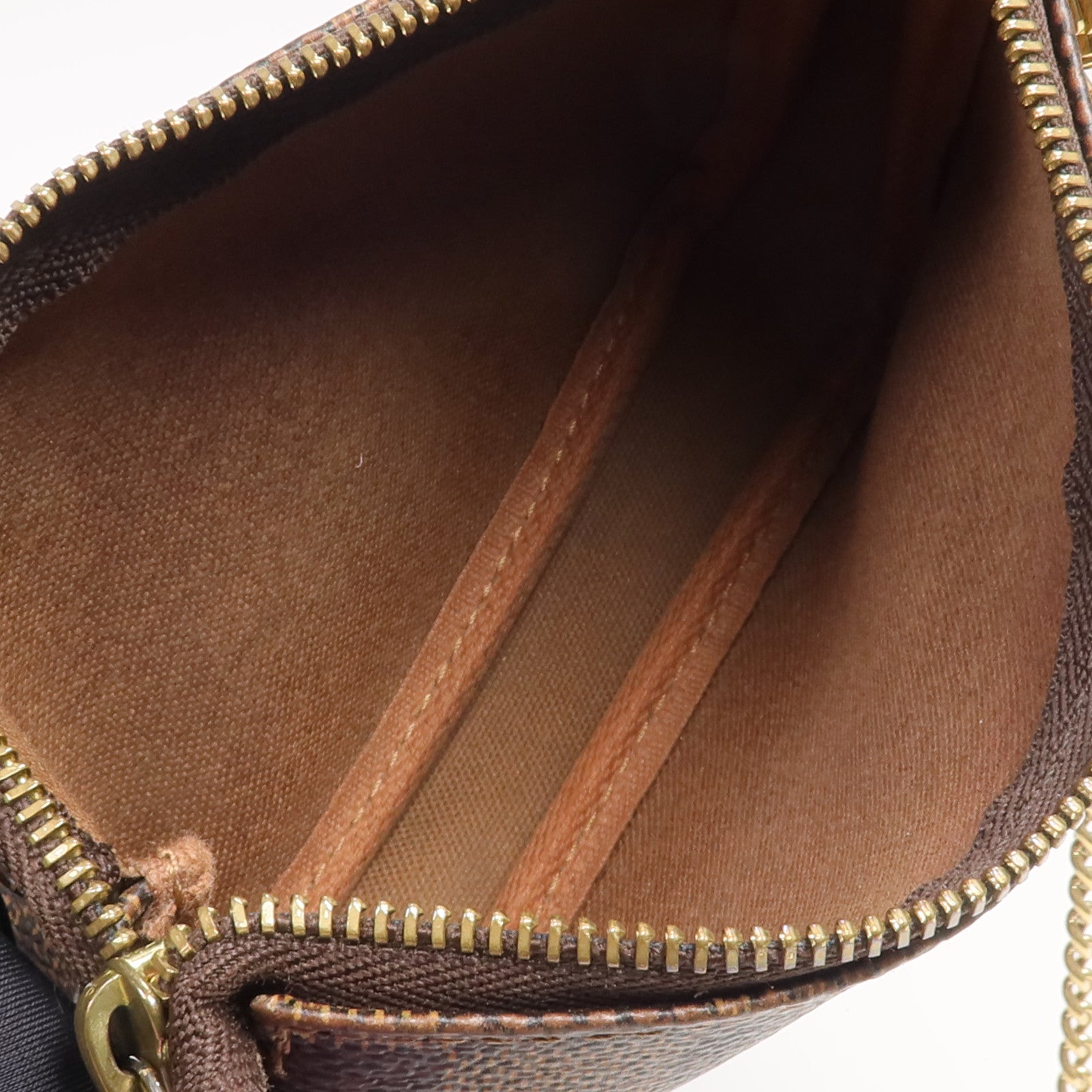 LOUIS VUITTON Damier Mini Pochette Accessoire金扣拉鏈手挽袋