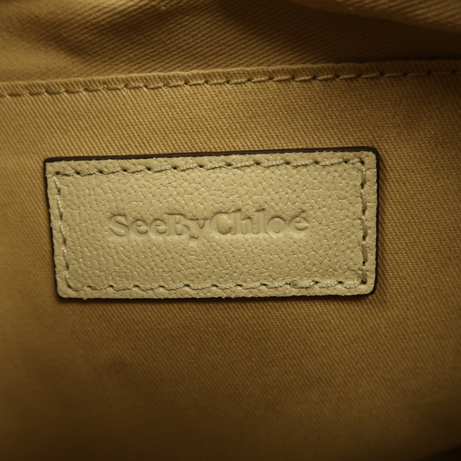 SEE BY CHLOE 牛皮皮革Shoulder Bag金扣手挽肩背兩用袋米色