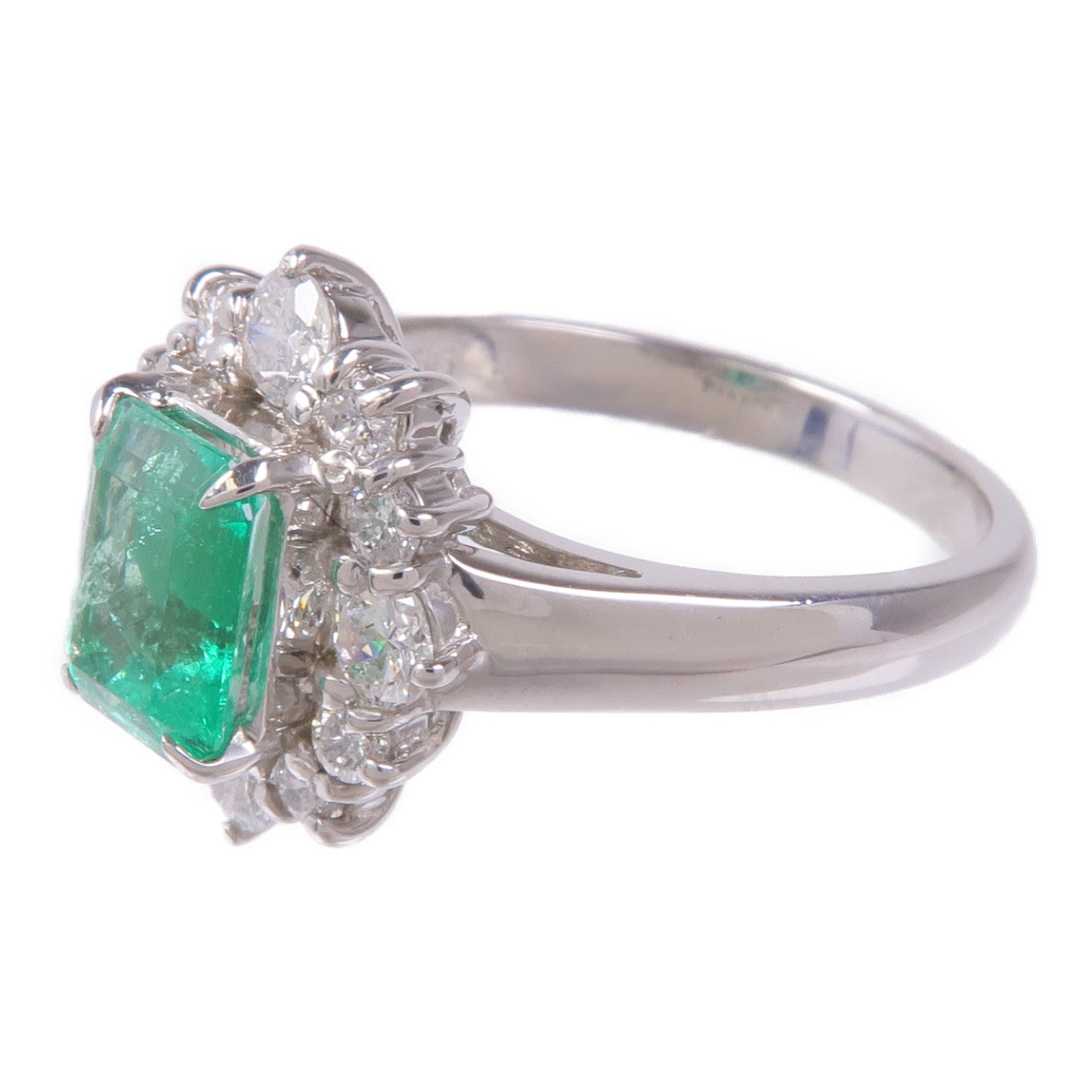 JEWELRY PT850鉑金Emerald/Diamond Ring綠寶石/鑽石戒指US#6.25