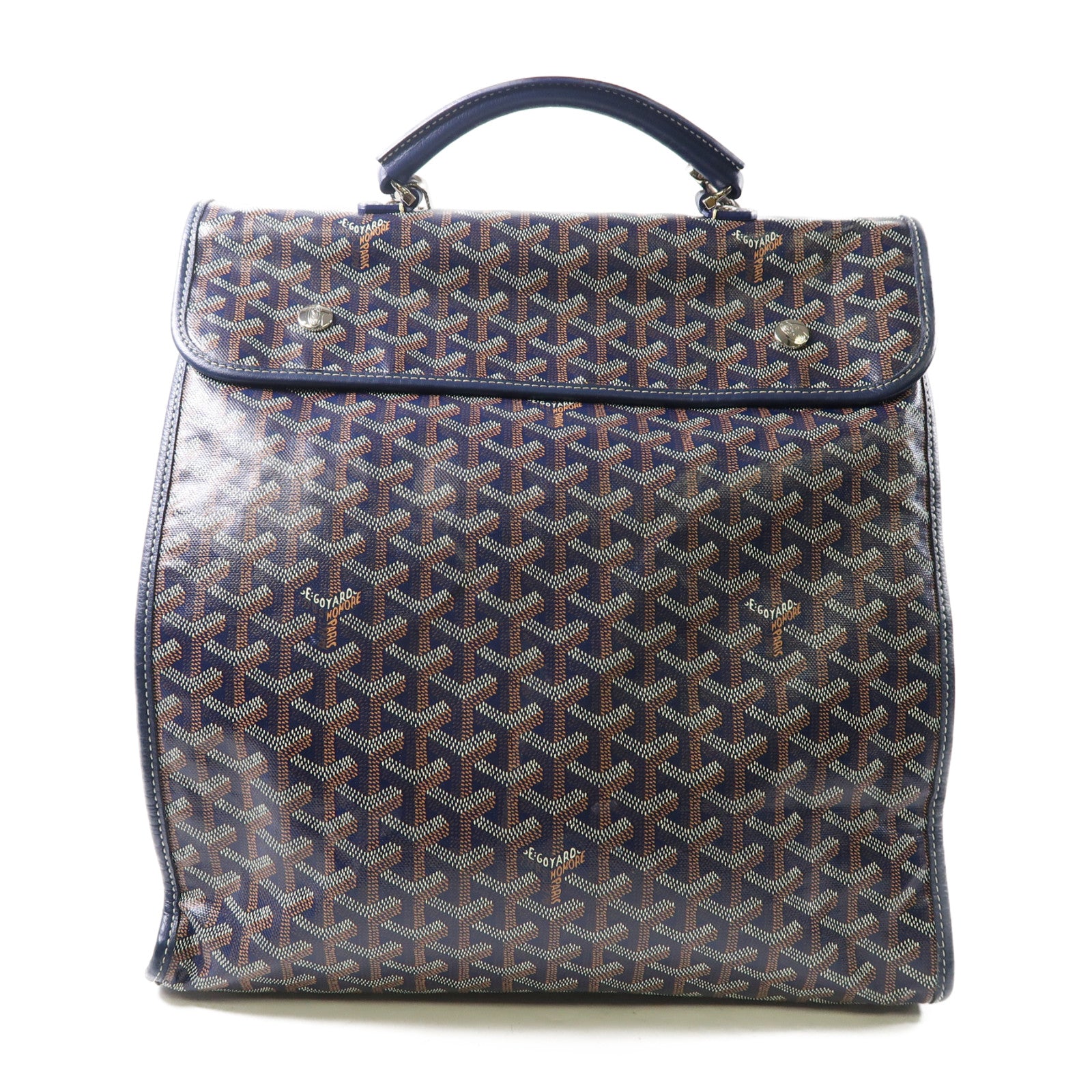 GOYARD 塗層帆布Saint Leger銀扣背包手挽袋兩用深藍色