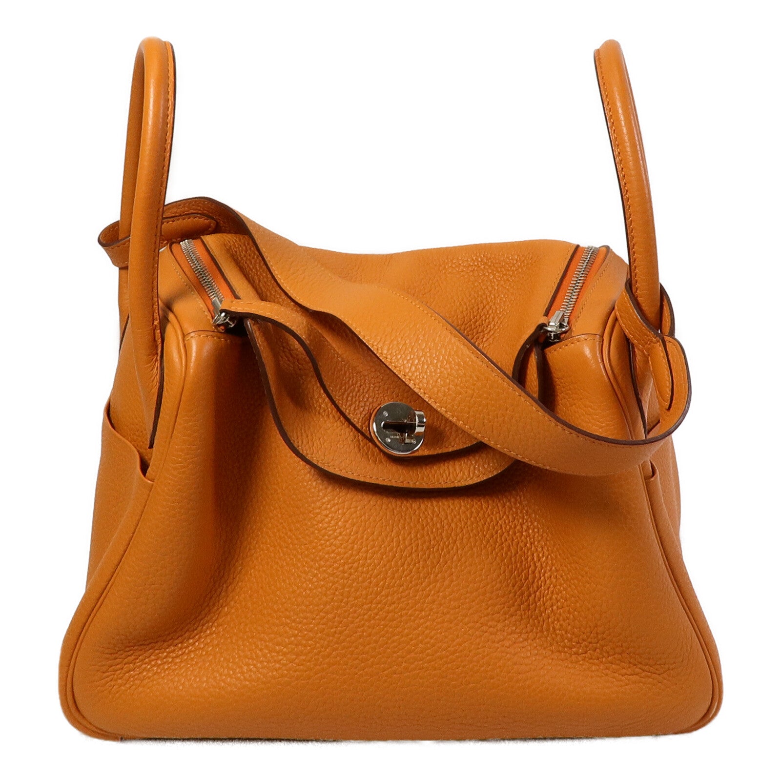 HERMES Clemence皮革Lindy 30手挽肩背兩用袋Orange
