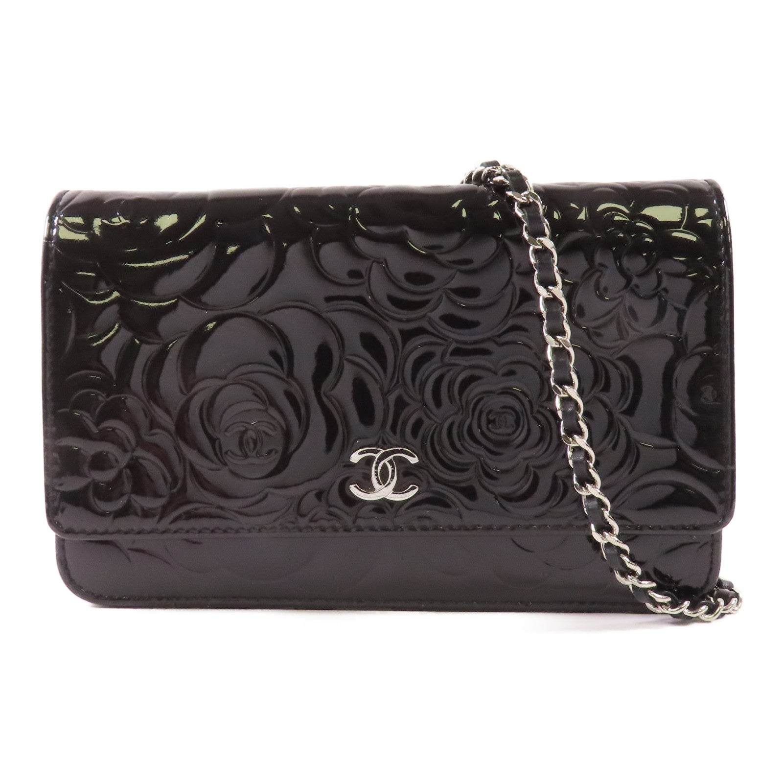 CHANEL 漆皮皮革WOC Wallet On Chain銀扣肩背袋