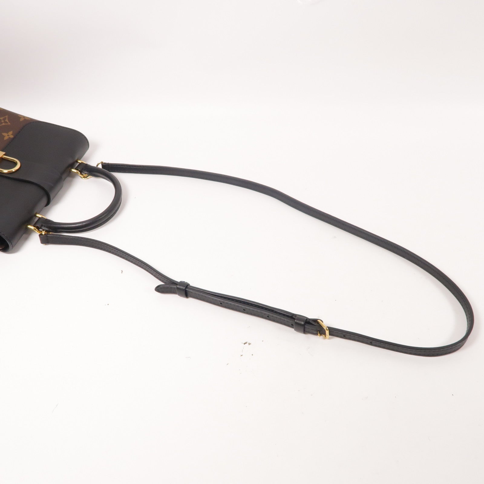 LOUIS VUITTON Monogram/牛皮皮革LockyBB金扣手挽肩背兩用袋黑色