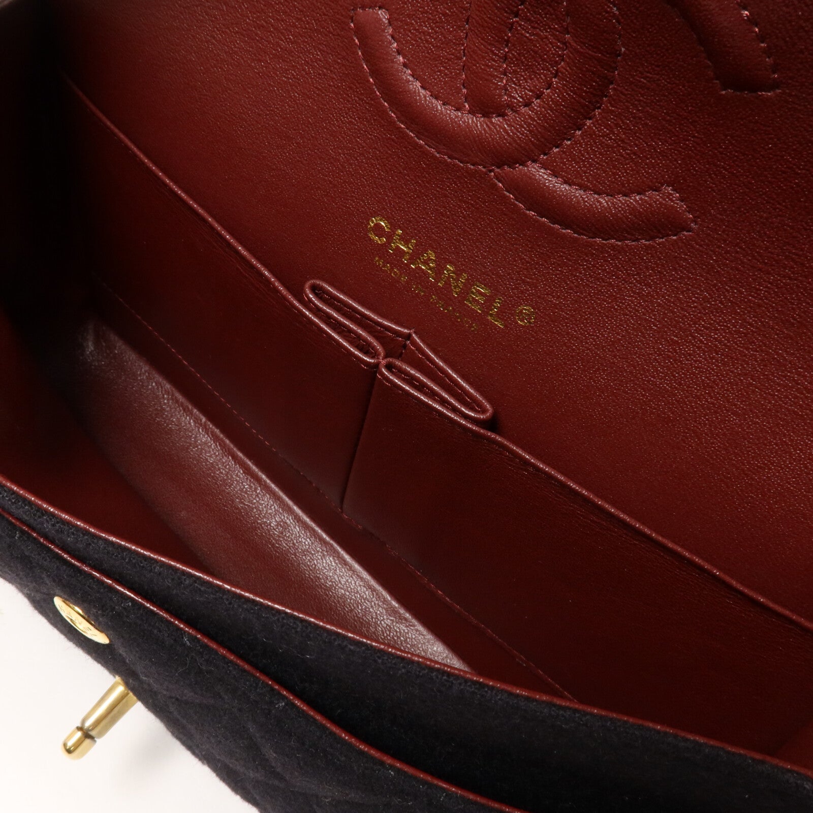 CHANEL 牛皮皮革/羊毛Paris-Hamburg Classic 25 鏈帶肩背袋