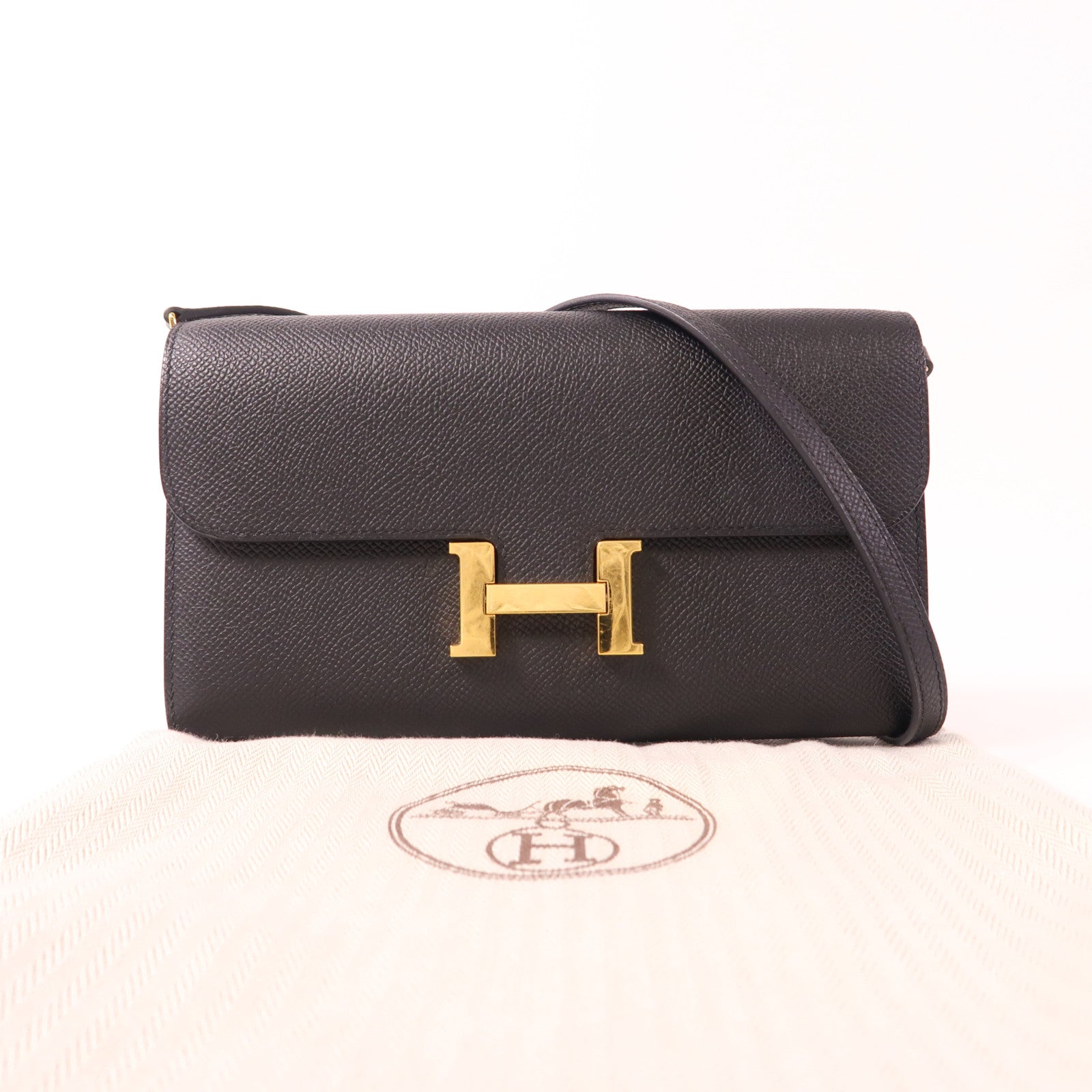HERMES Epsom皮革Constance To Go金扣肩背袋Noir