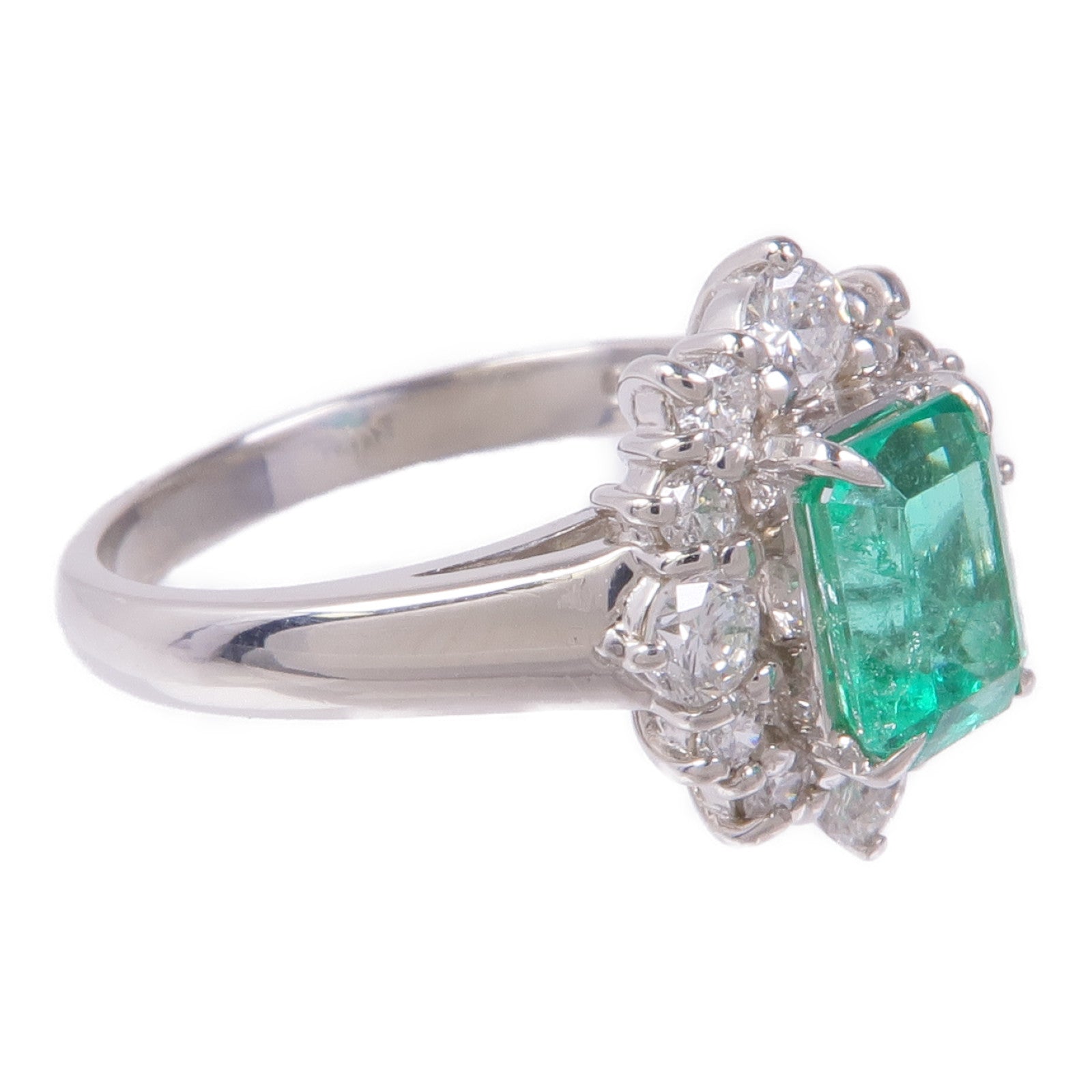 JEWELRY PT850鉑金Emerald/Diamond Ring綠寶石/鑽石戒指US#6.25