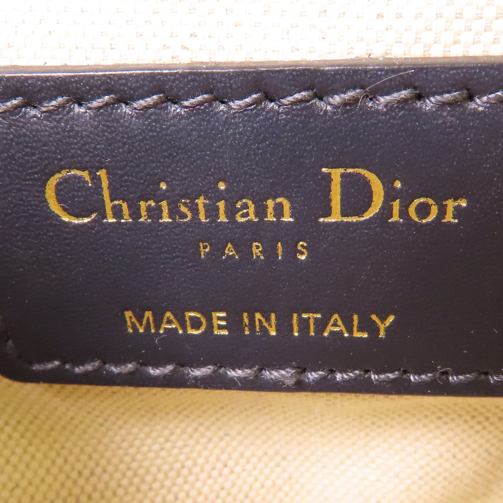 Dior CD GHW Mini Saddle Handbag Canvas Navy/Beige