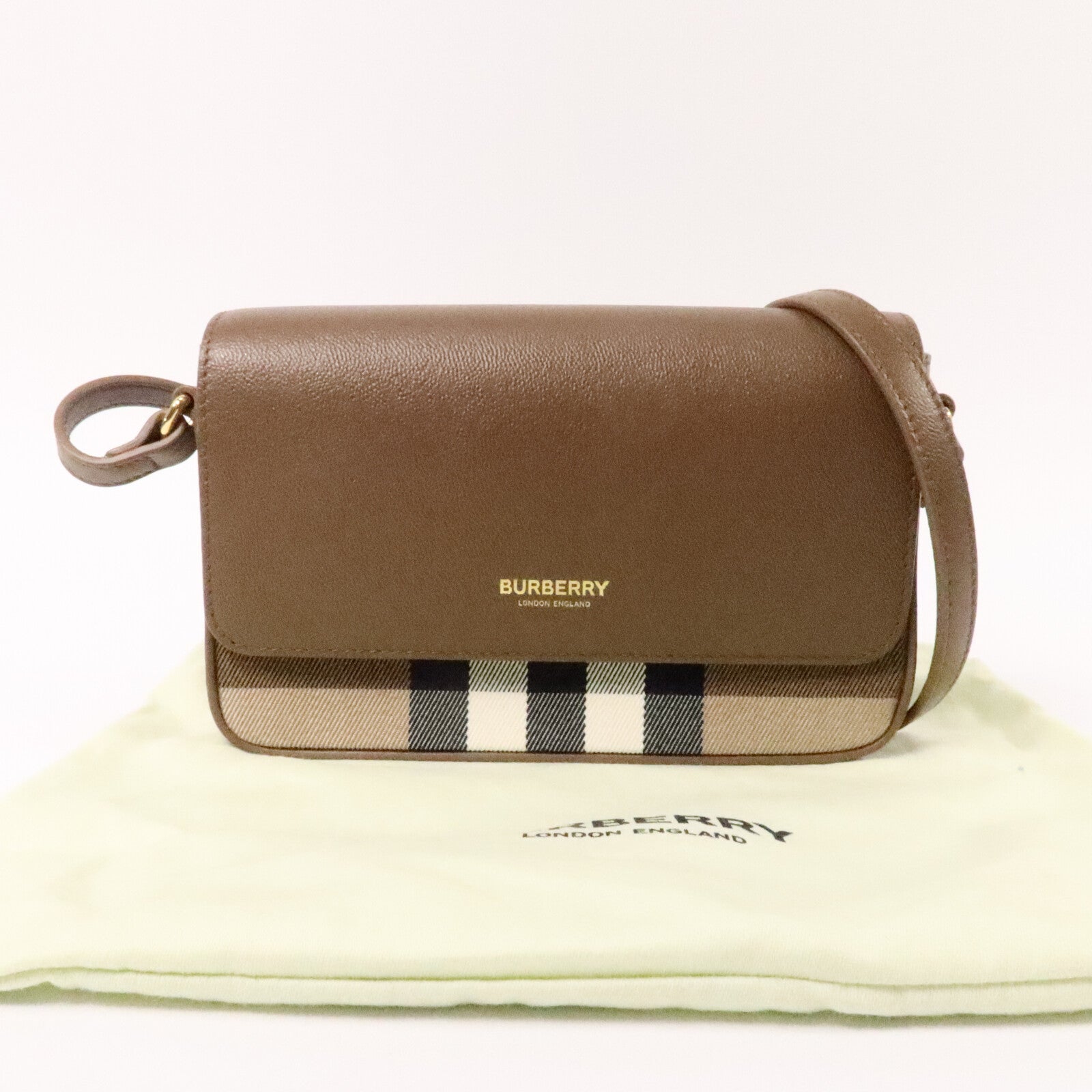 BURBERRY 帆布/牛皮皮革Hampshire肩背袋