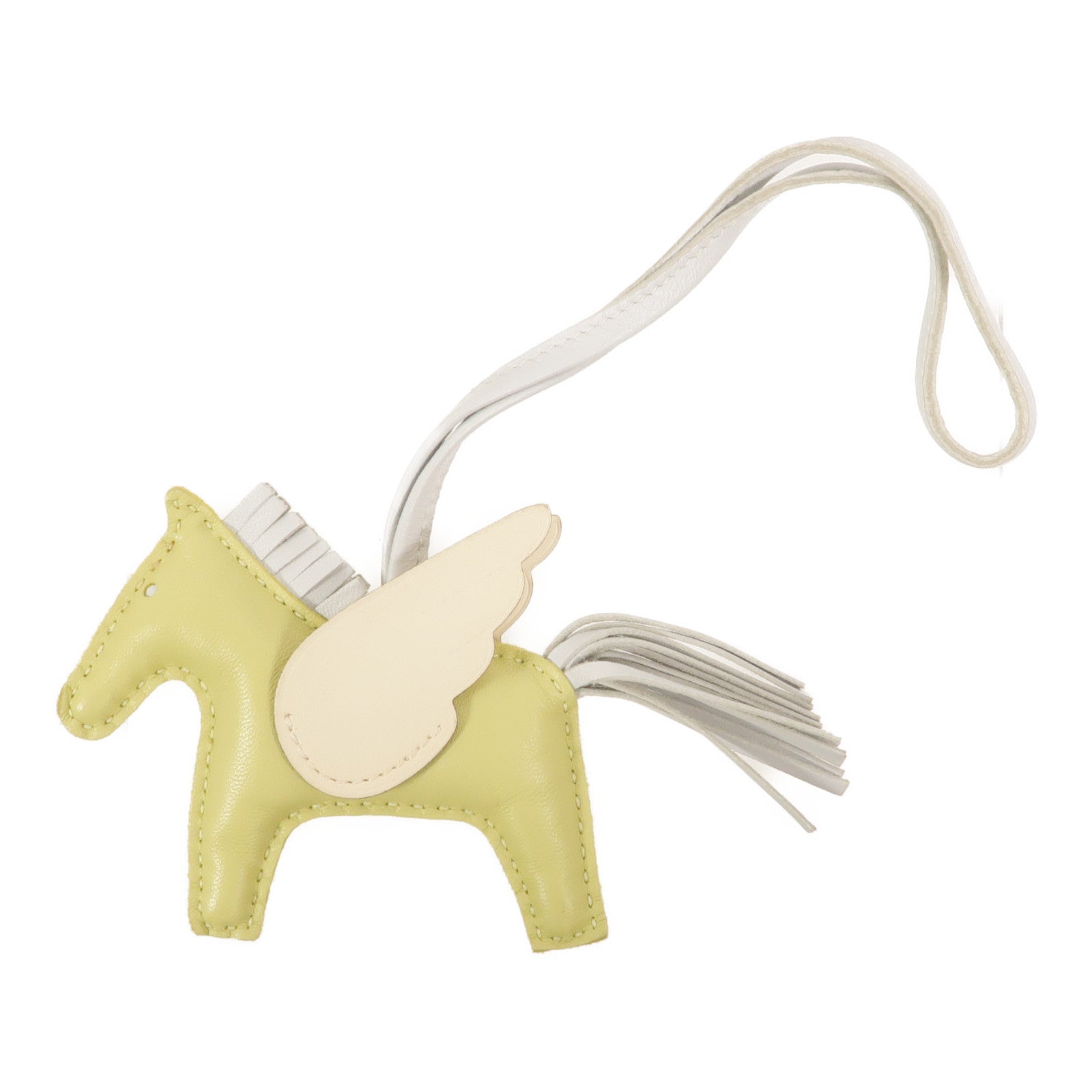 HERMES Milo皮革Rodeo Pegase PM掛飾Jaune Bourgeon/Nata