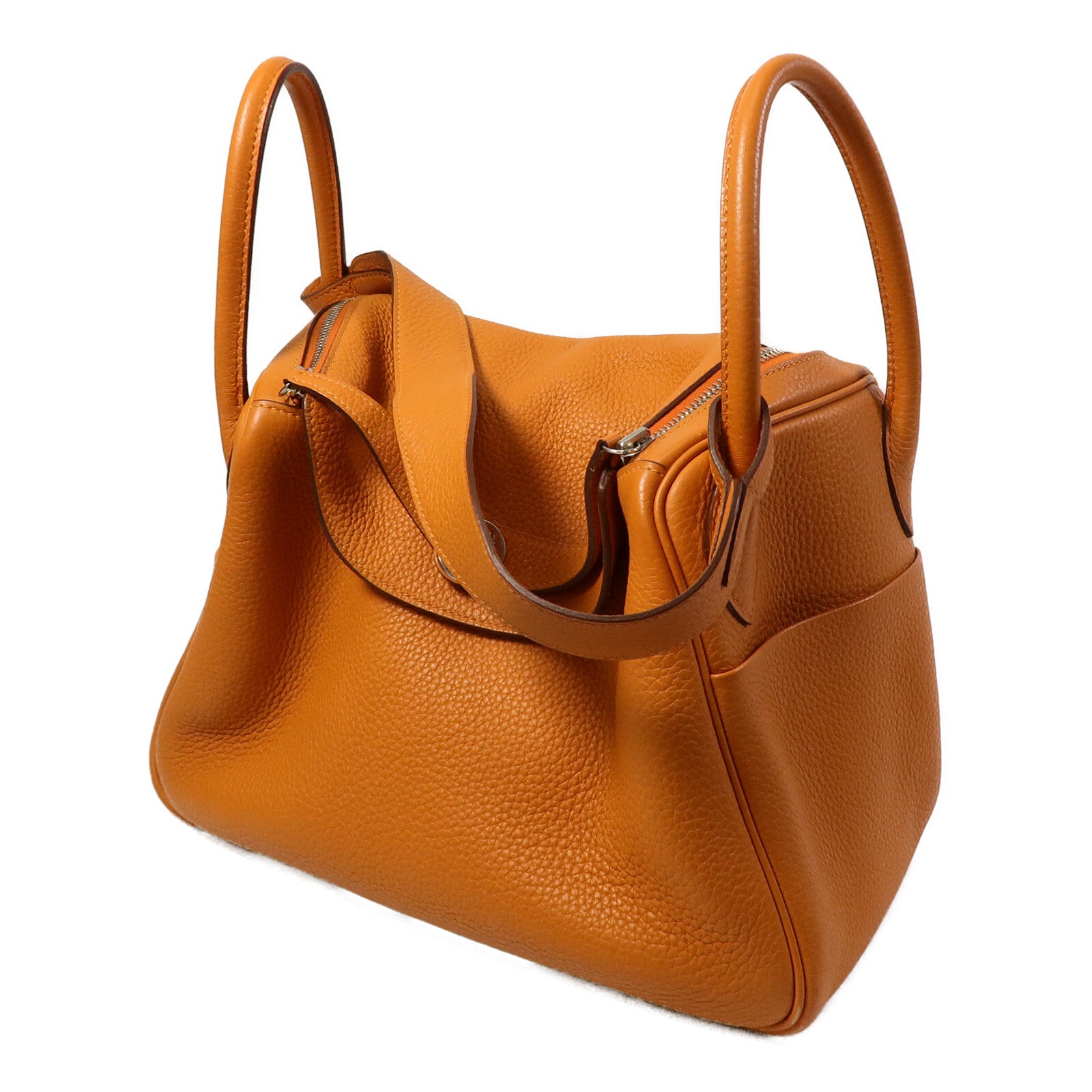 HERMES Clemence皮革Lindy 30手挽肩背兩用袋Orange