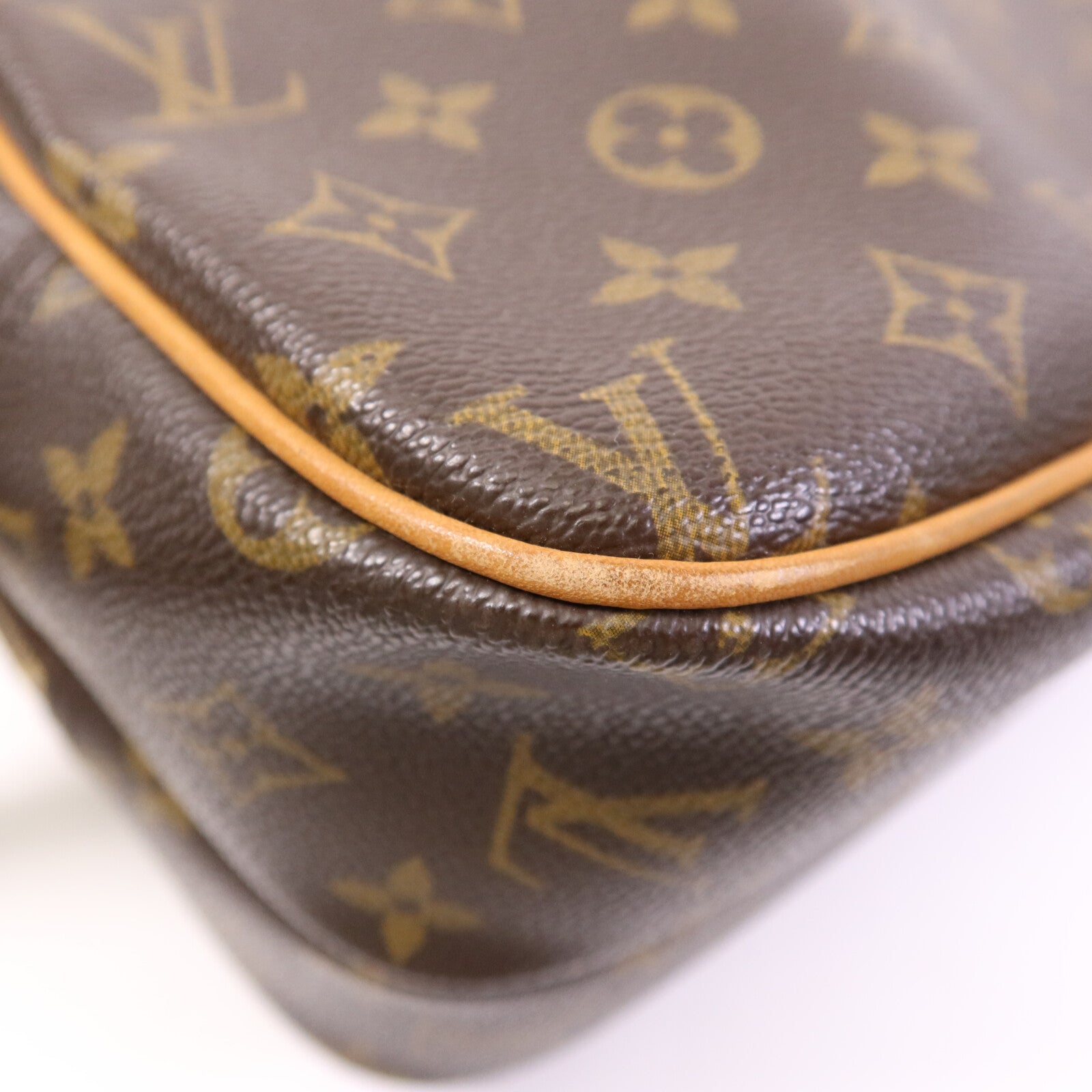 LOUIS VUITTON Monogram Reporter PM金扣肩背袋棕色