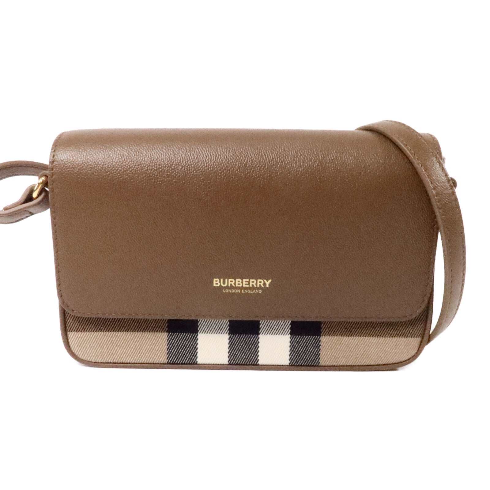 BURBERRY 帆布/牛皮皮革Hampshire肩背袋