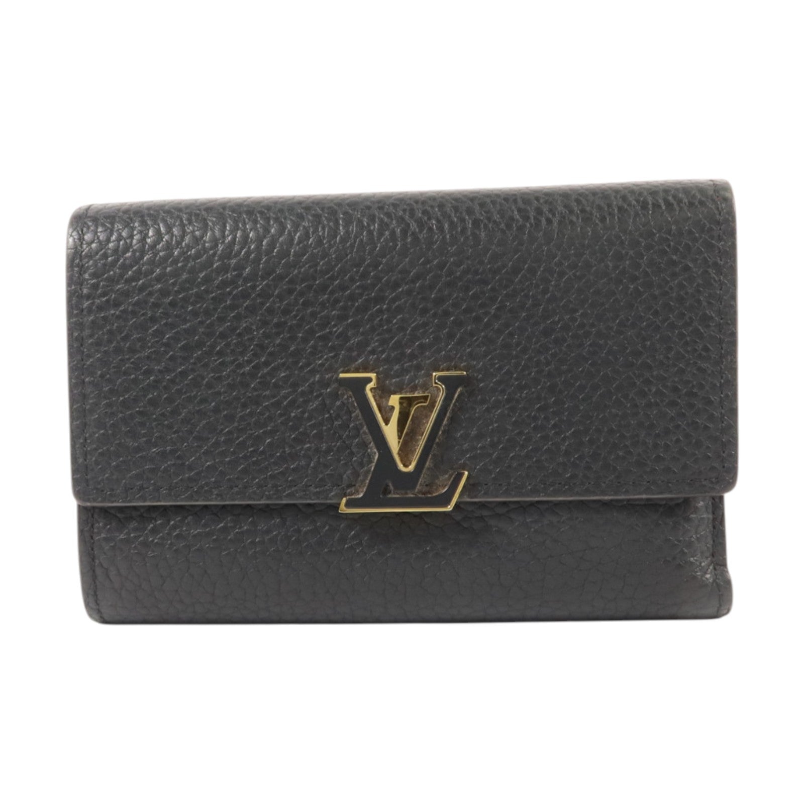 LOUIS VUITTON 牛皮皮革Capucines Compact金扣錢包
