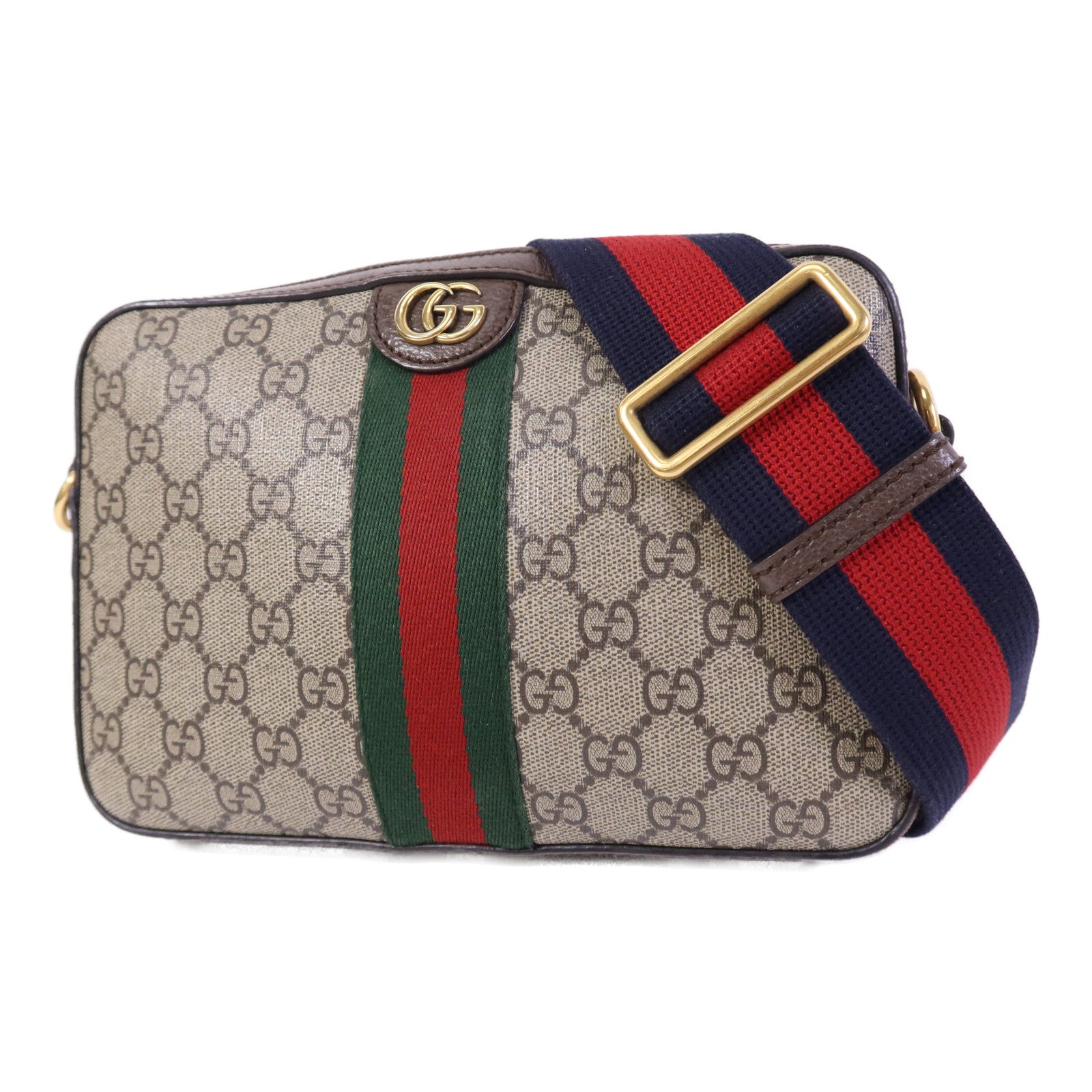 GUCCI 塗層帆布GG Supreme Wristlet Crossbody Bag金扣肩背袋