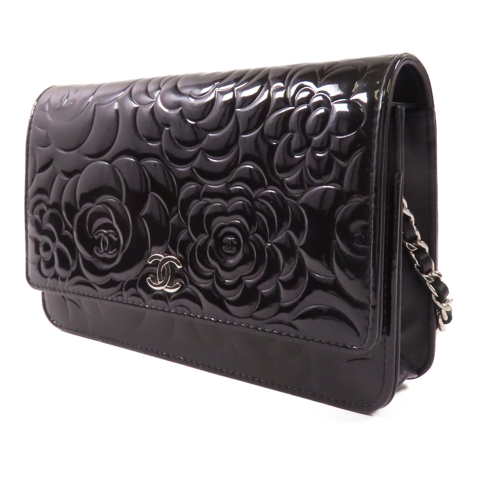 CHANEL 漆皮皮革WOC Wallet On Chain銀扣肩背袋