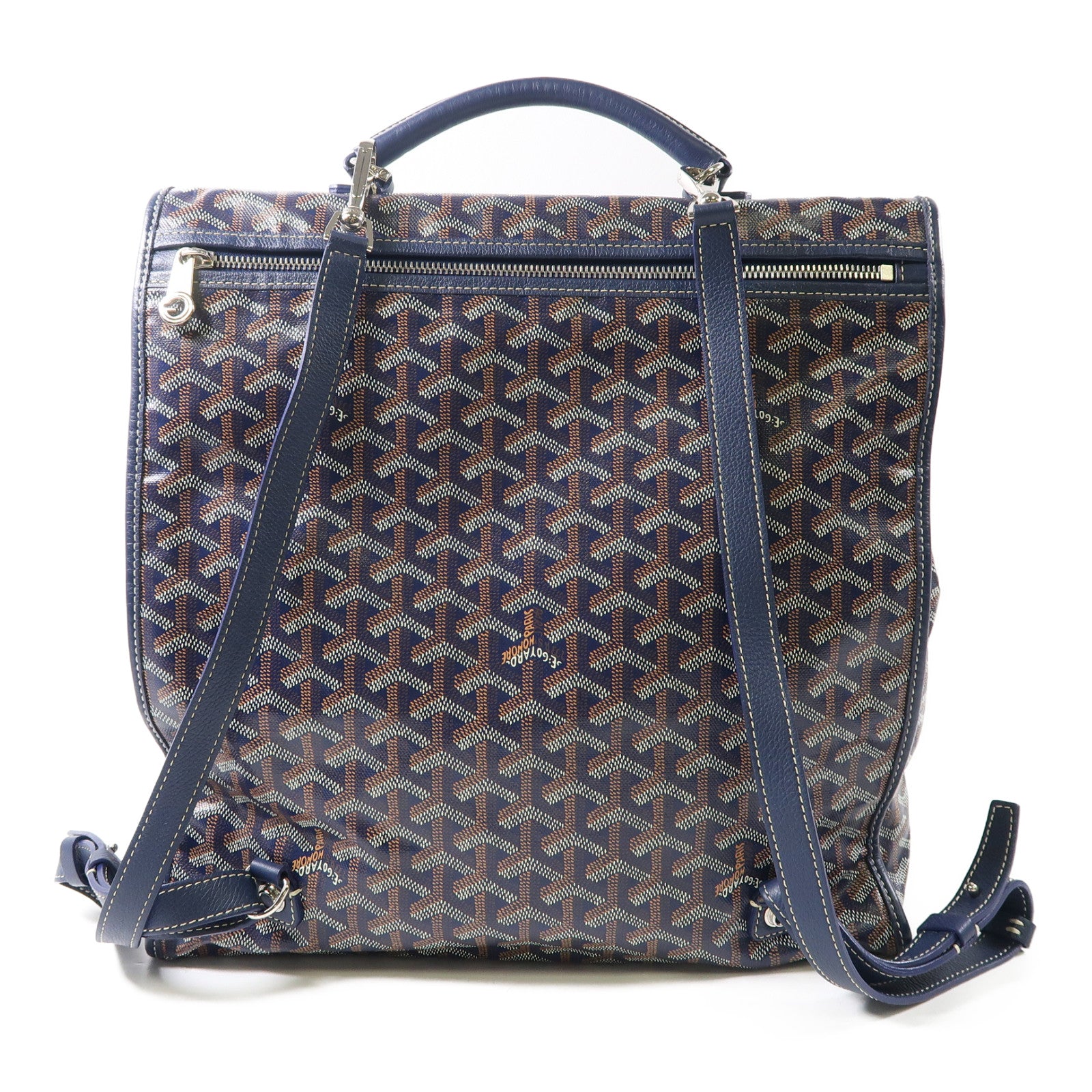 GOYARD 塗層帆布Saint Leger銀扣背包手挽袋兩用深藍色