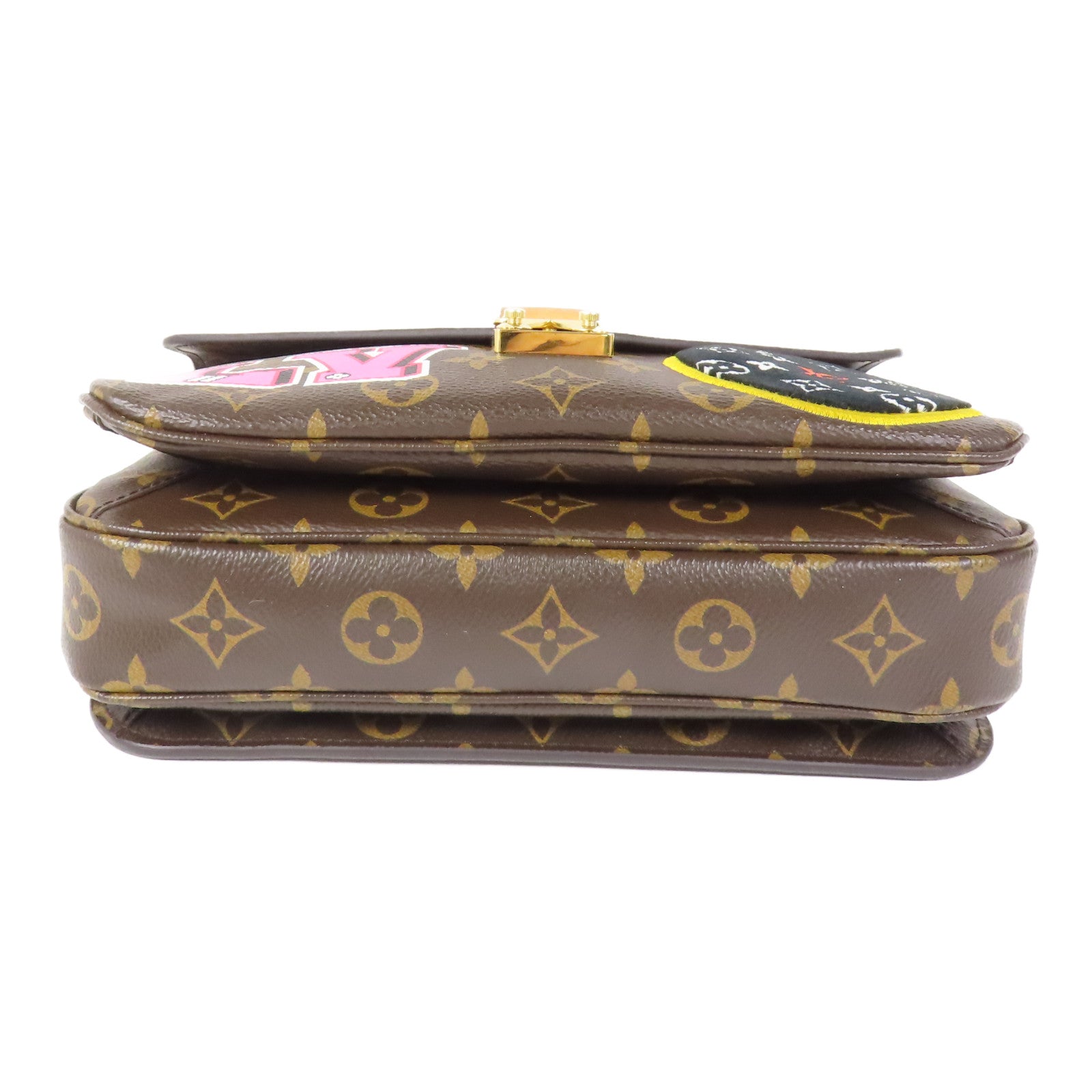 LOUIS VUITTON Monogram Patches Pochette Metis金扣手挽肩背兩用袋棕色