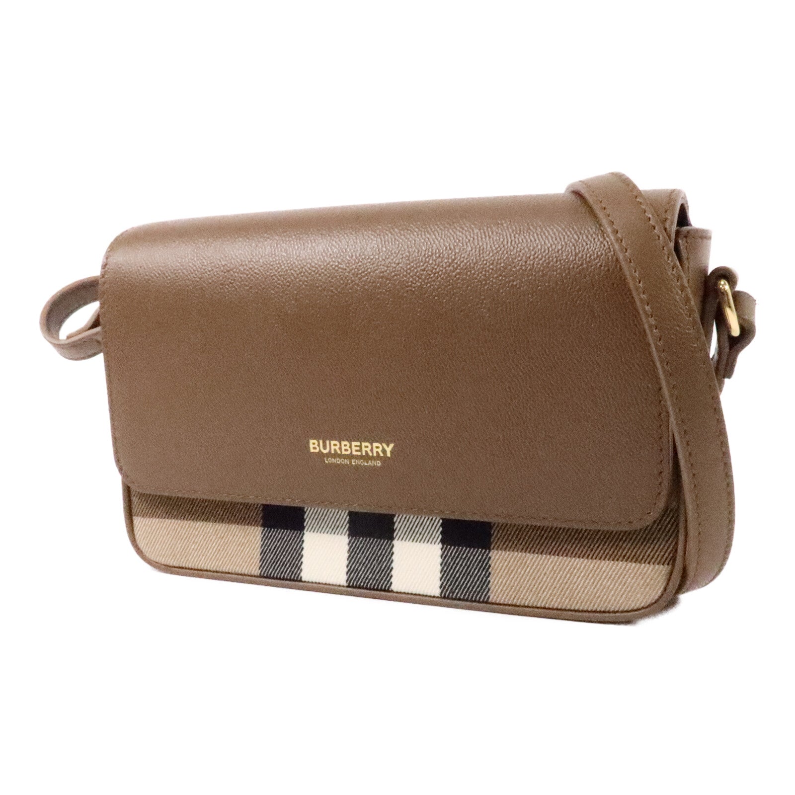 BURBERRY 帆布/牛皮皮革Hampshire肩背袋