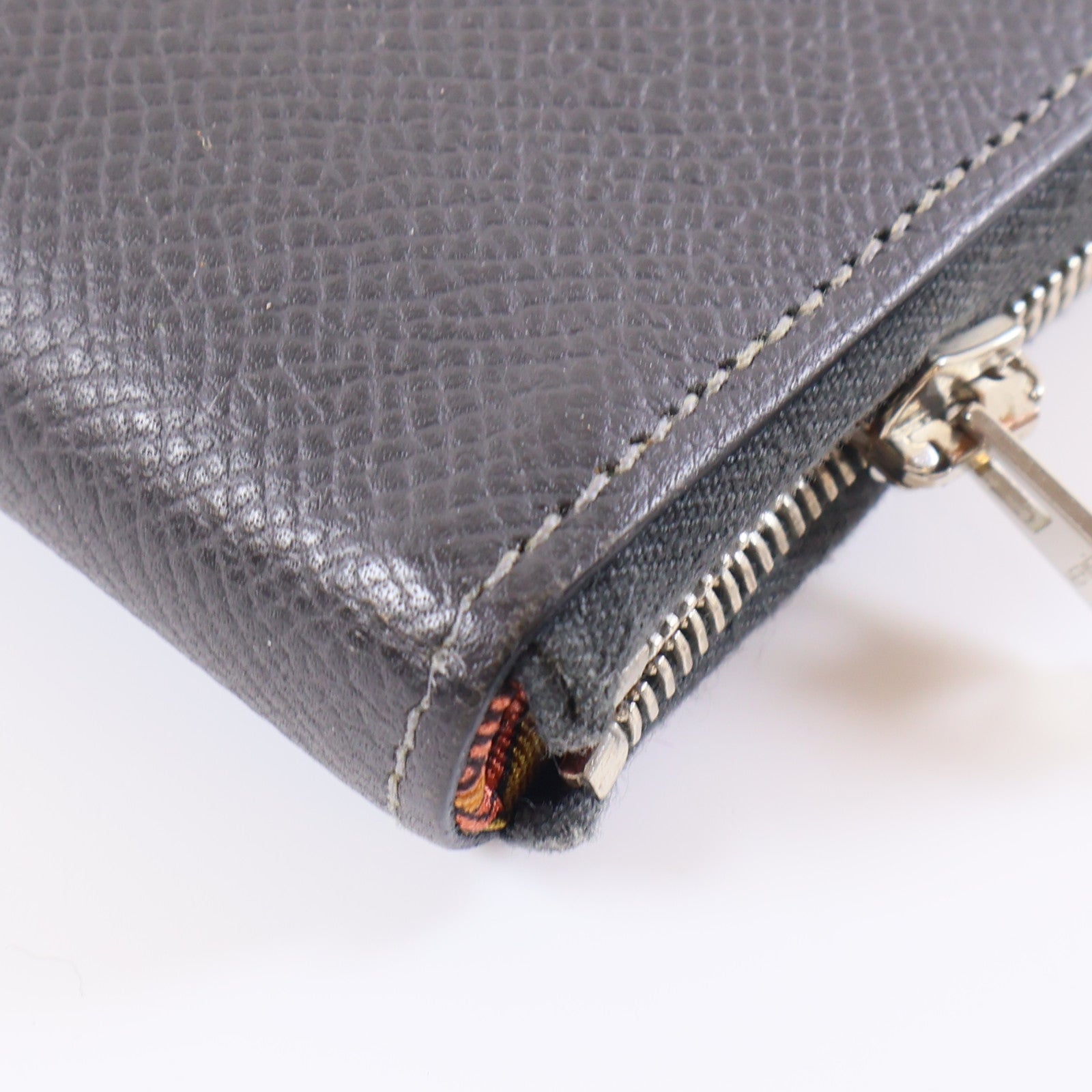 HERMES Veau Epsom皮革Silk In Classic Long Wallet銀扣長錢包灰色