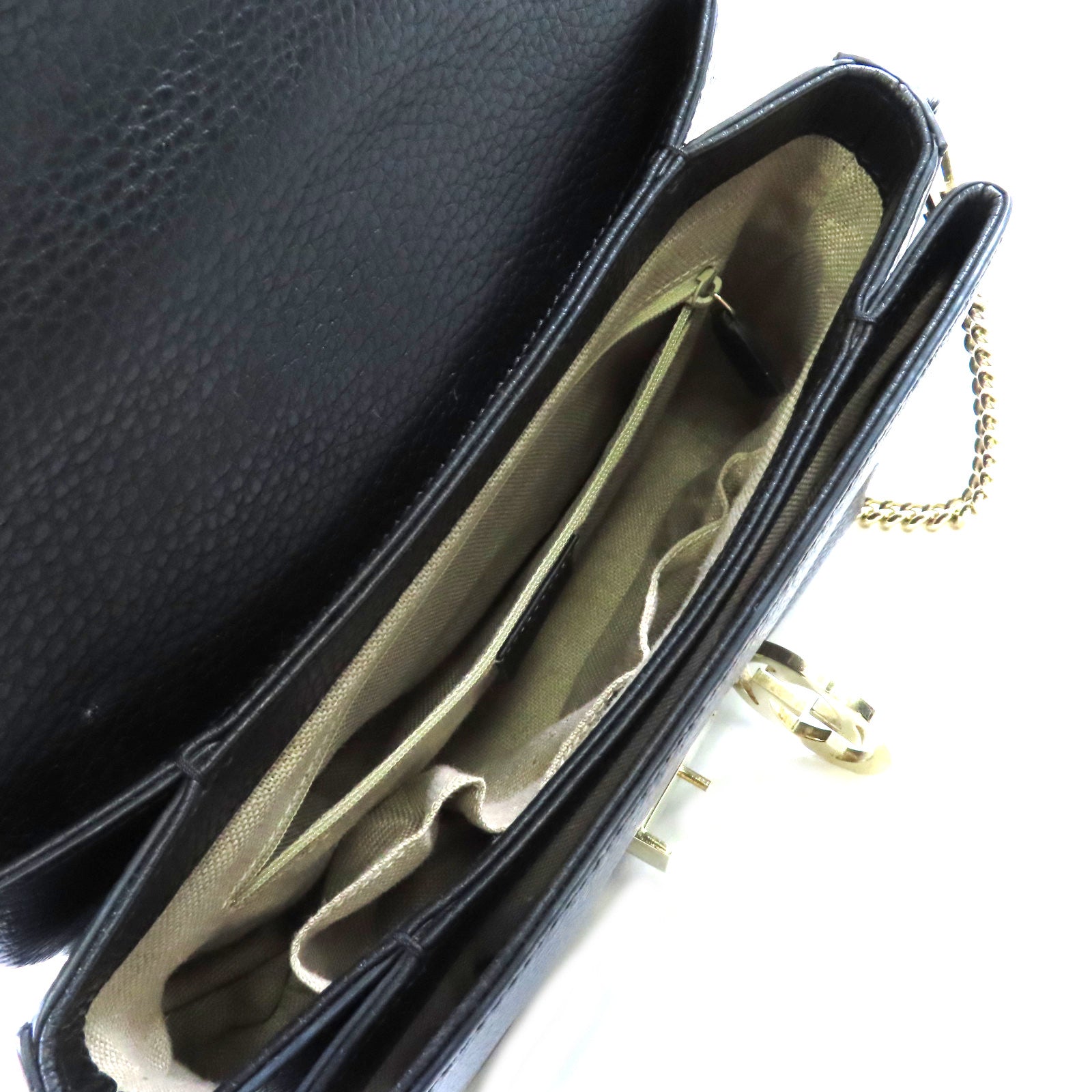 GUCCI 牛皮皮革Interlocking G Shoulder Bag金扣手挽肩背兩用袋黑色