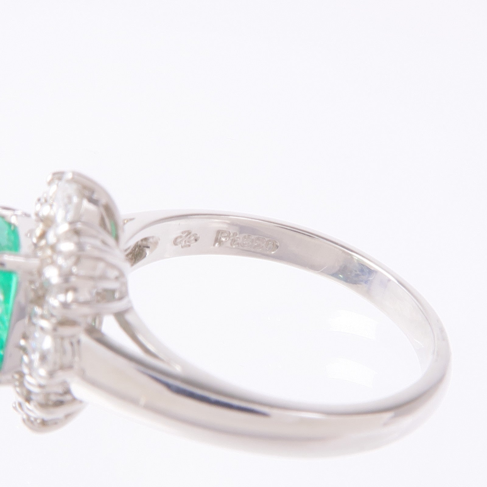 JEWELRY PT850鉑金Emerald/Diamond Ring綠寶石/鑽石戒指US#6.25
