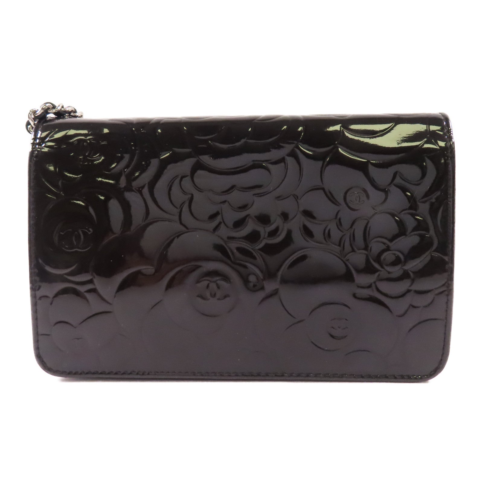 CHANEL 漆皮皮革WOC Wallet On Chain銀扣肩背袋
