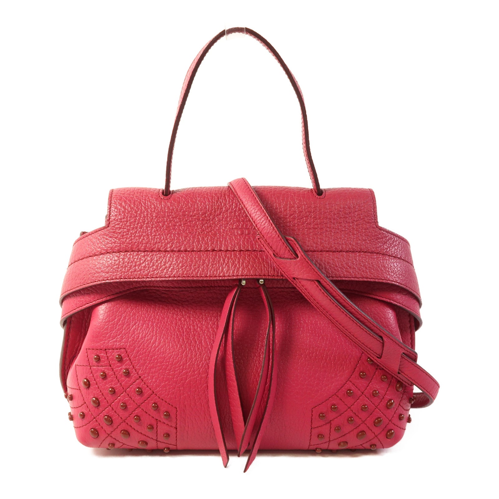 TOD'S 牛皮皮革2 Way Shoulder金扣手挽肩背兩用袋