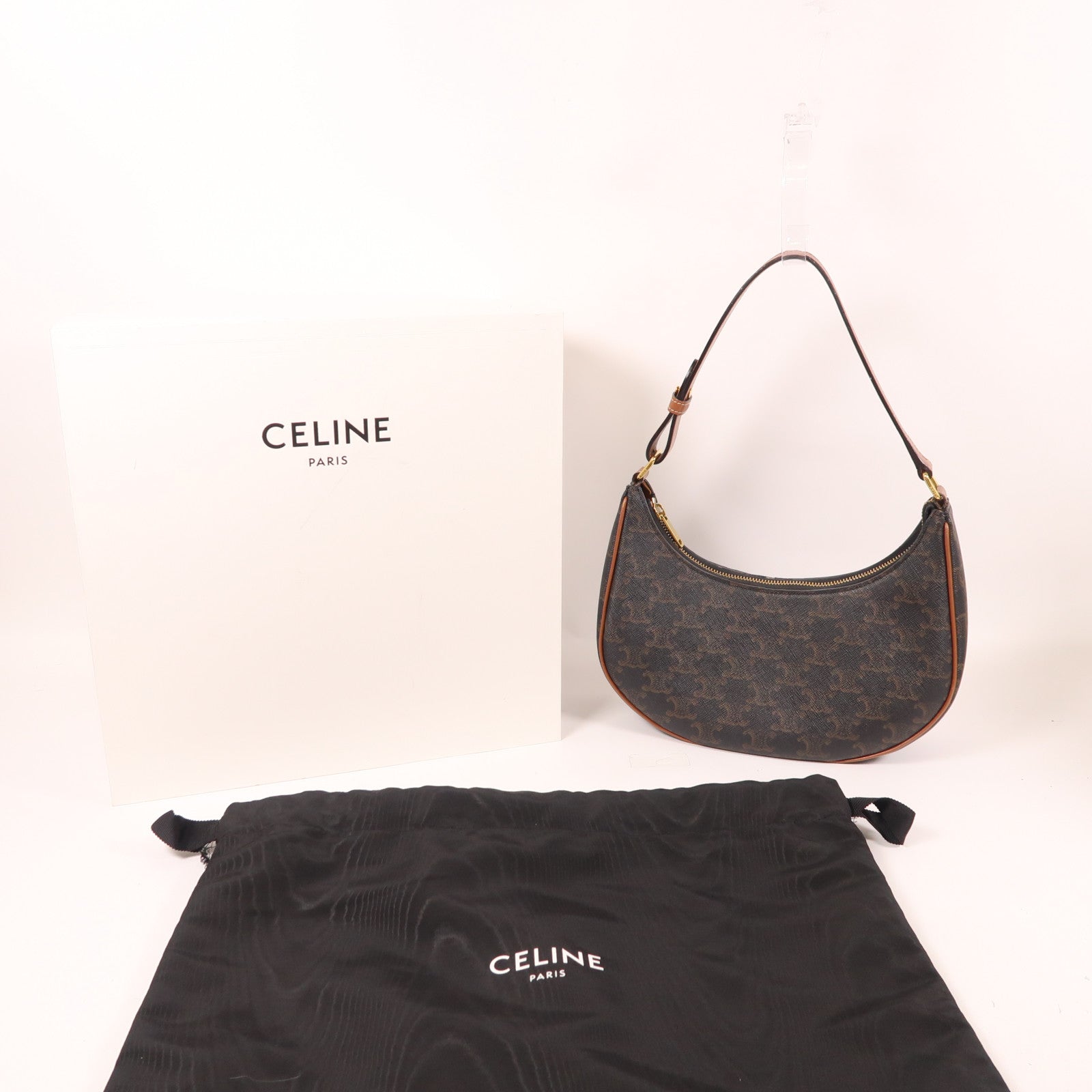 CELINE 塗層帆布Ava金扣肩背袋