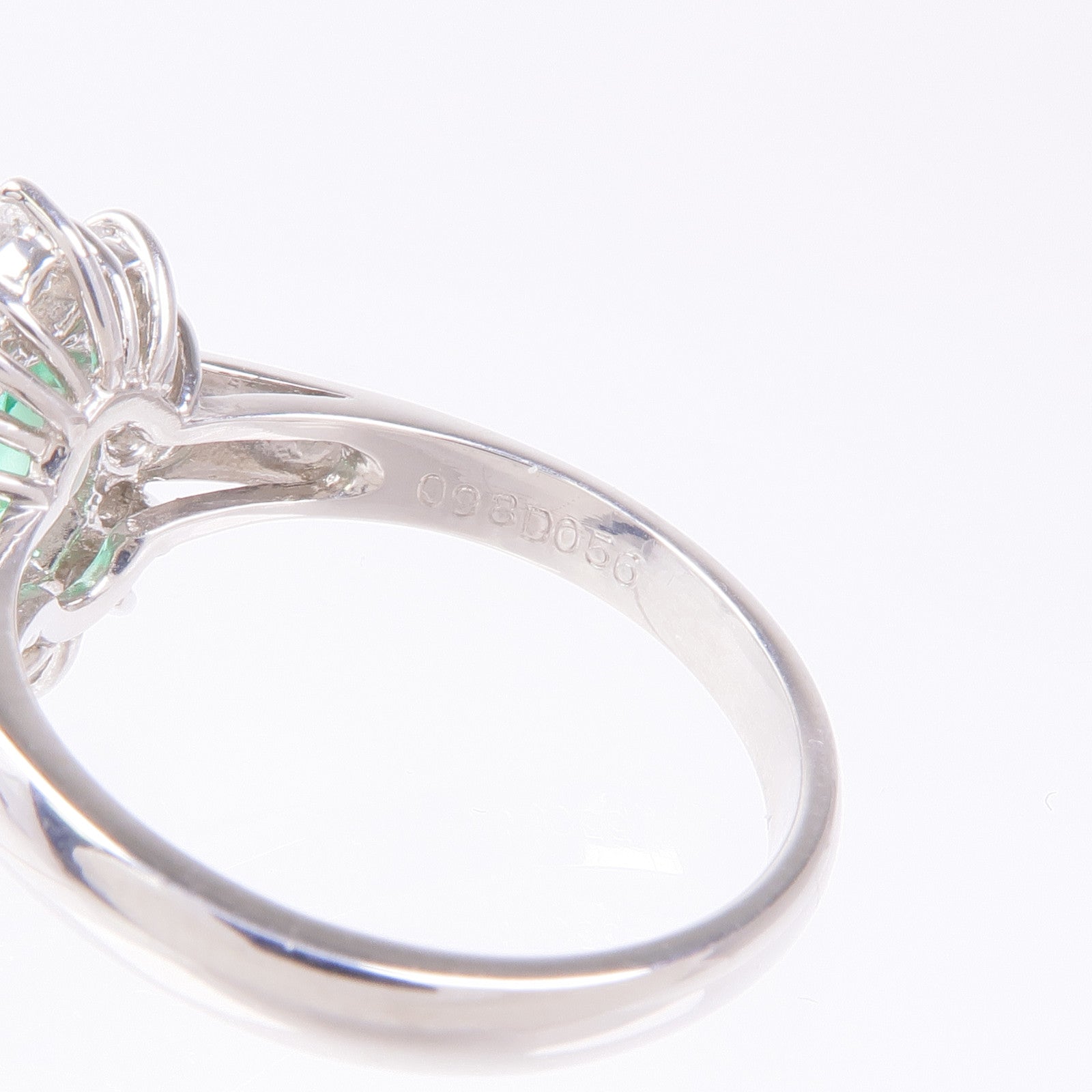 JEWELRY PT850鉑金Emerald/Diamond Ring綠寶石/鑽石戒指US#6.25