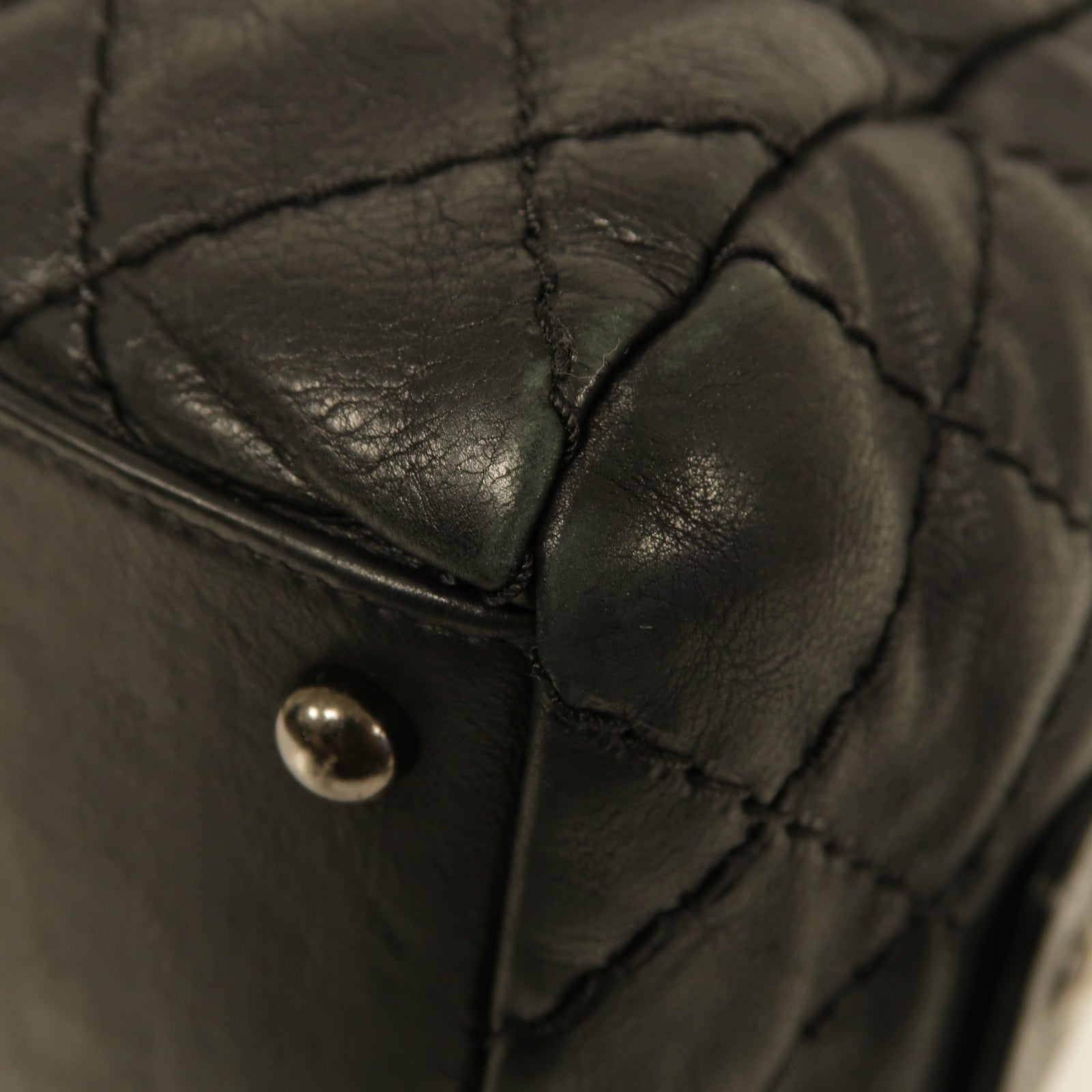 CHANEL 【激減優惠】菱格牛皮皮革Chain Shoulder Bag銀扣鏈帶肩背袋黒色