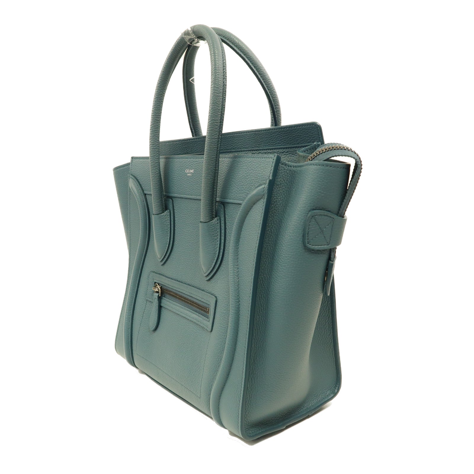 CELINE 牛皮皮革Luggage銀扣手挽袋藍色