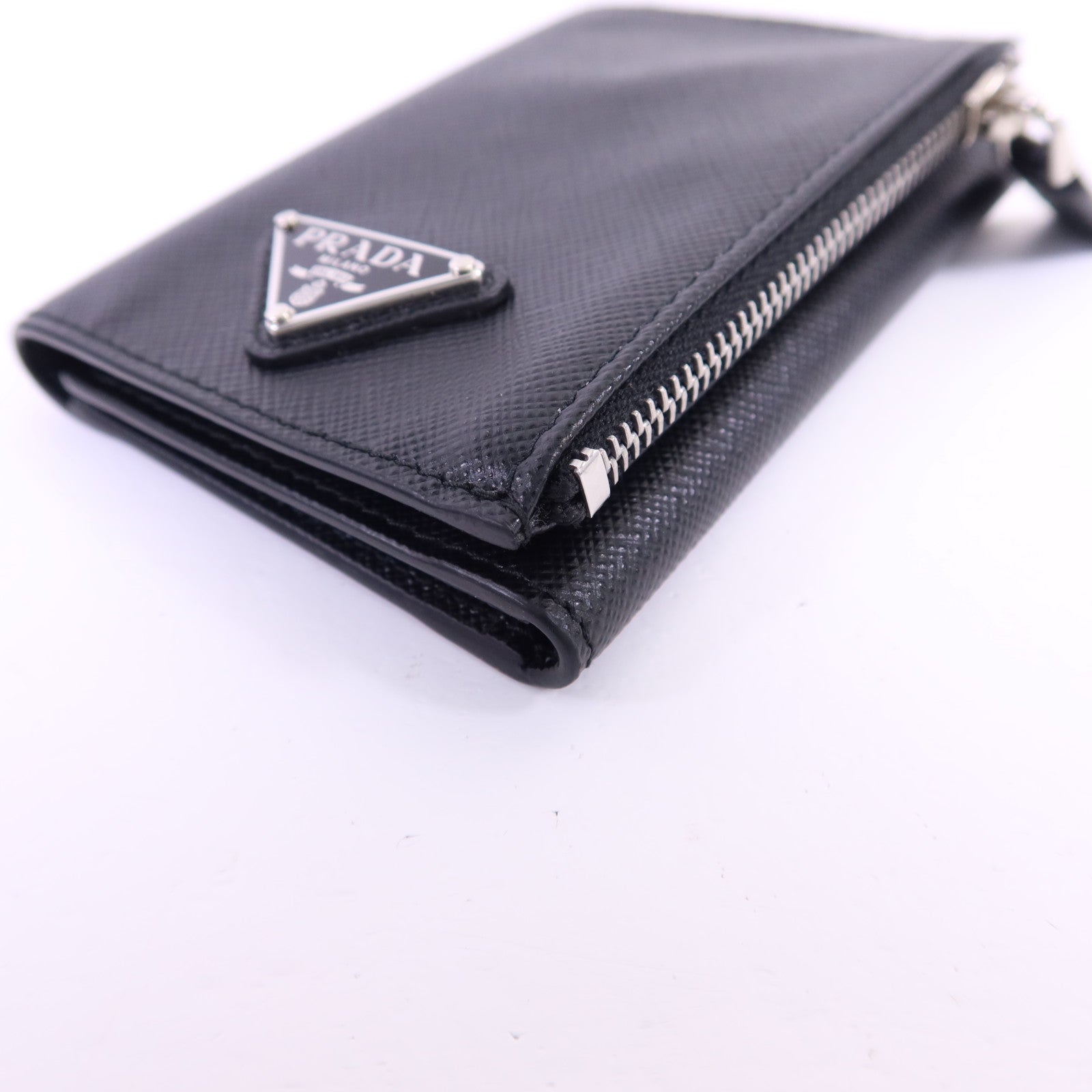 PRADA Saffiano皮革Trifold Wallet銀扣錢包