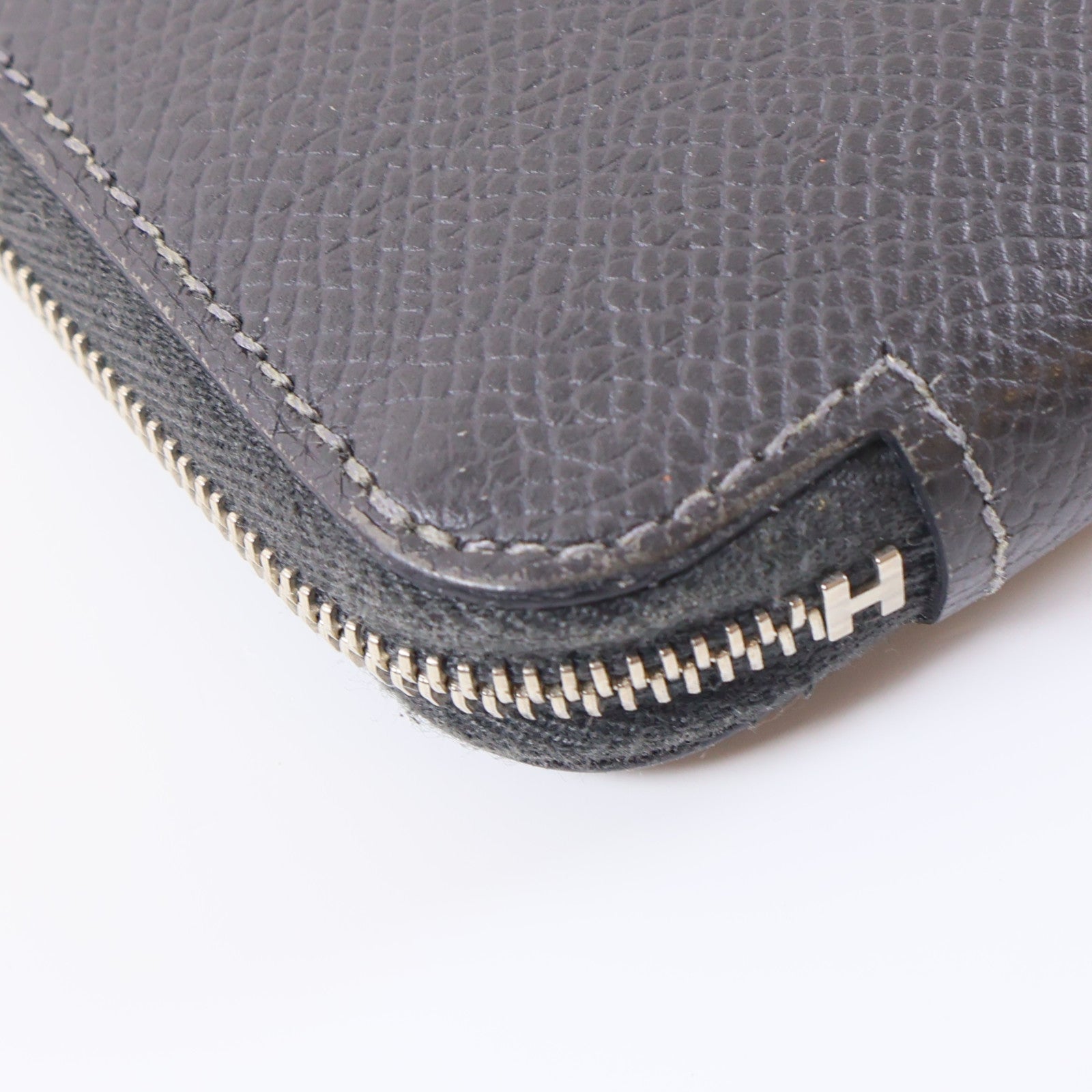 HERMES Veau Epsom皮革Silk In Classic Long Wallet銀扣長錢包灰色