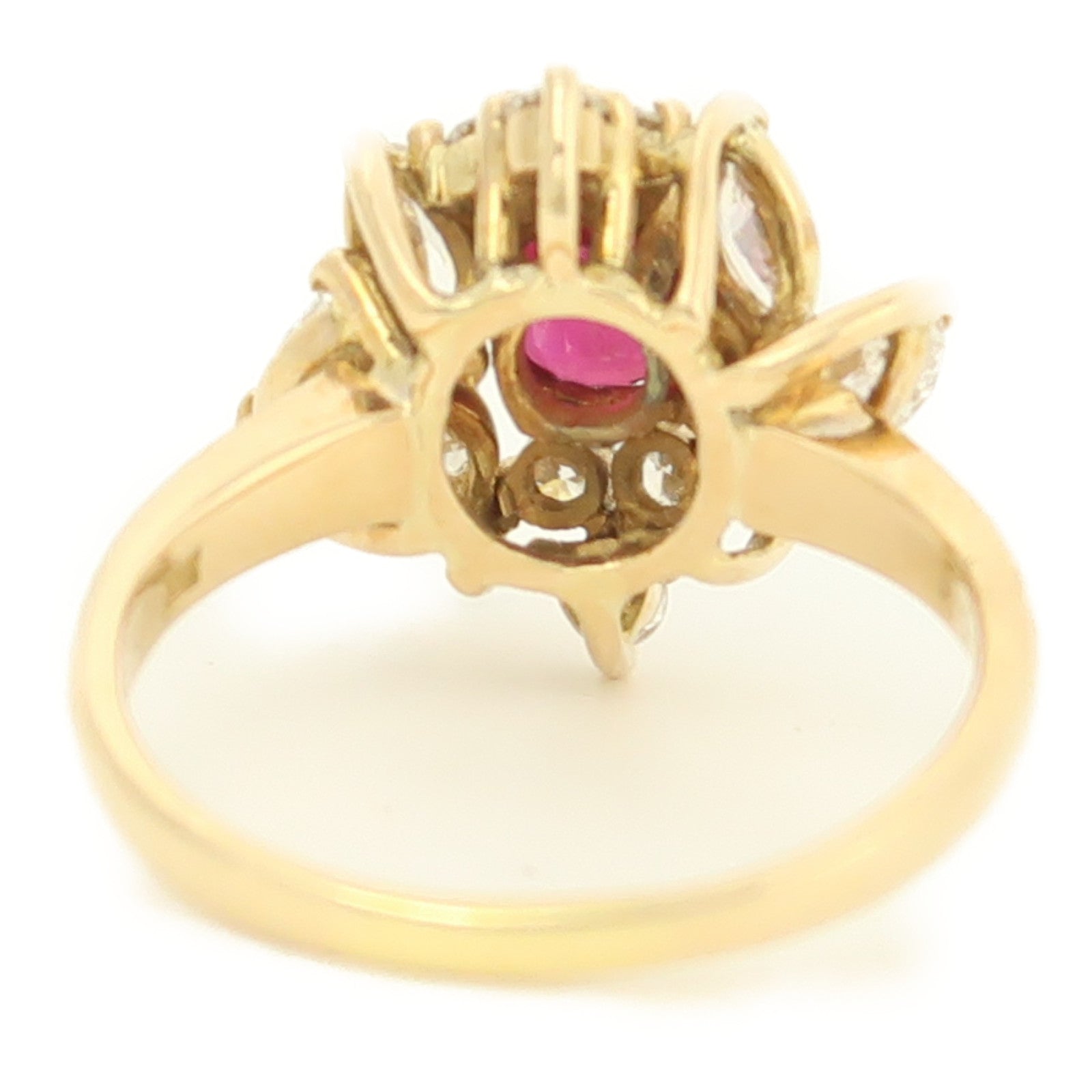 JEWELRY 18K黃金Ring 0.84ct紅寶石/0.8ct鑽石戒指銀色US#5.75