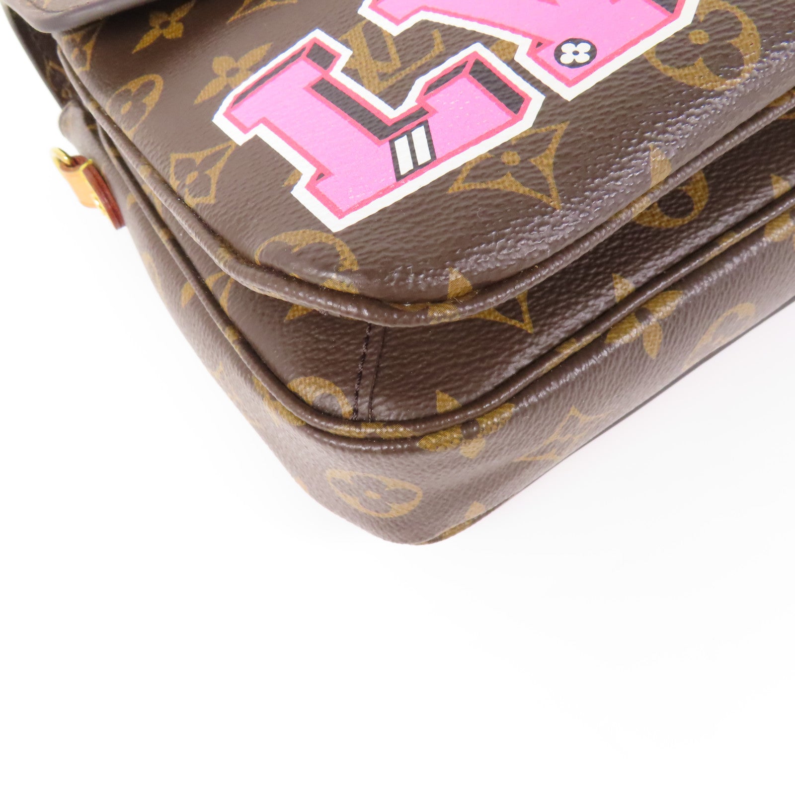 LOUIS VUITTON Monogram Patches Pochette Metis金扣手挽肩背兩用袋棕色