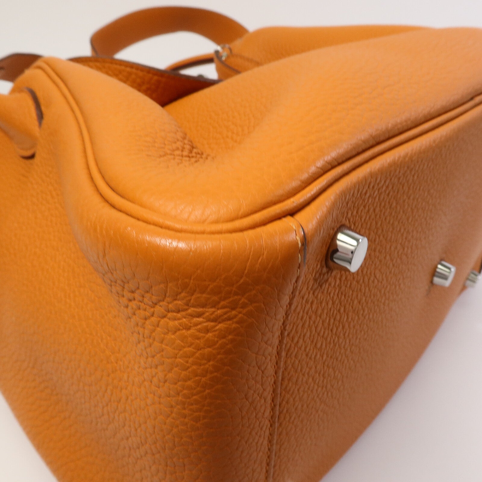 HERMES Clemence皮革Lindy 30手挽肩背兩用袋Orange