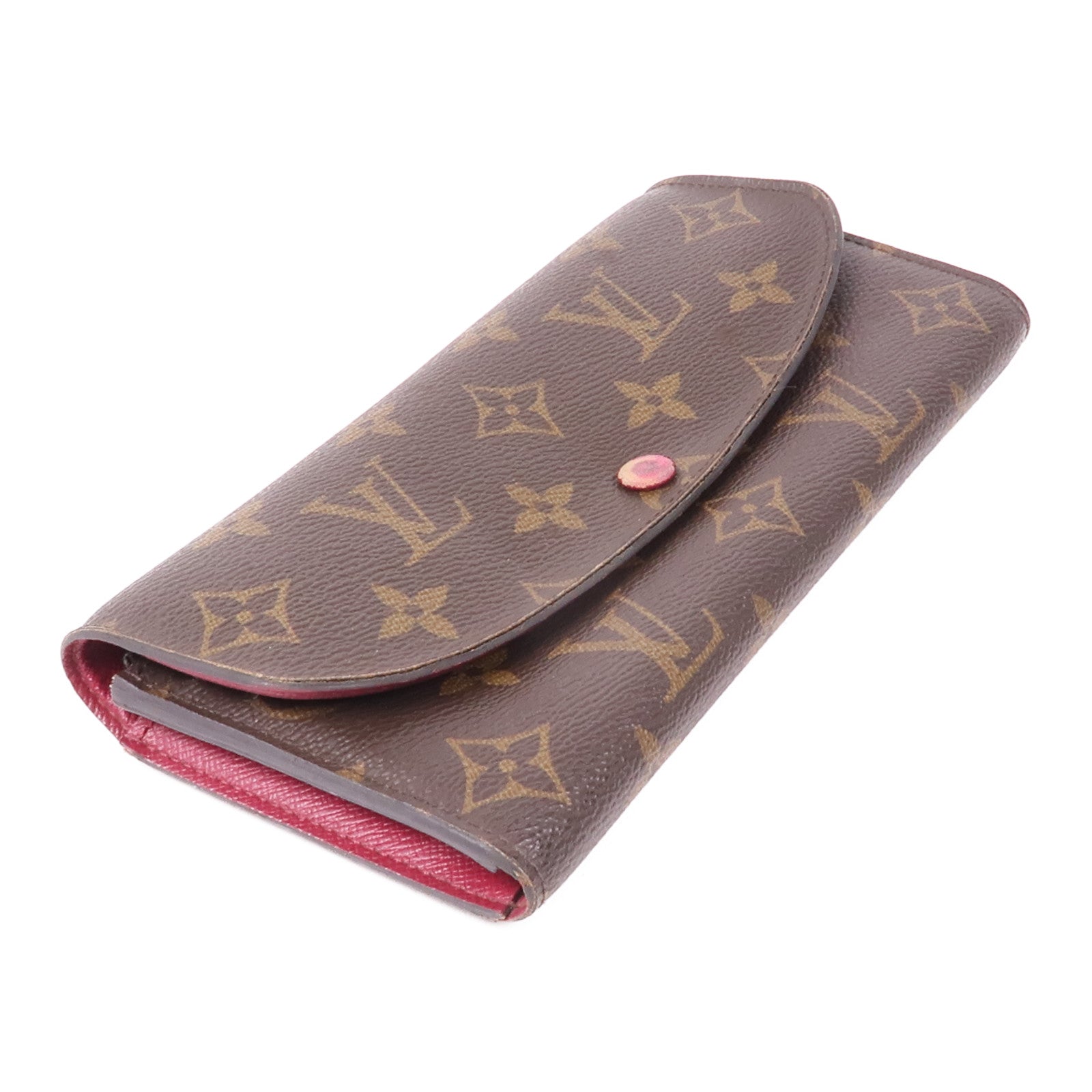 LOUIS VUITTON LV GHW Emilie Long Wallet M60697 Monogram Brown Red