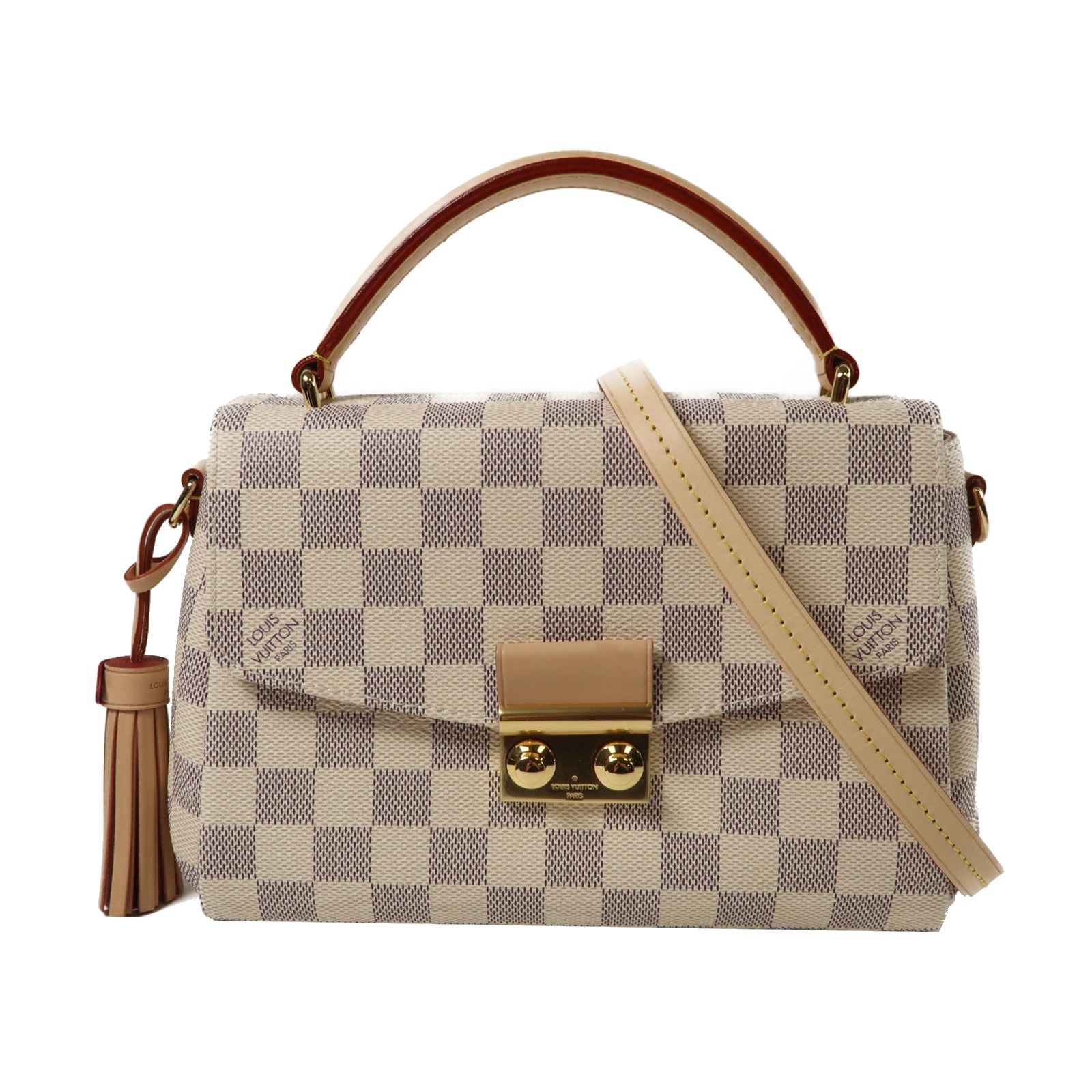 LOUIS VUITTON Damier Azur Croisette 2 Way Shoulder Bag金扣手挽肩背兩用袋白色