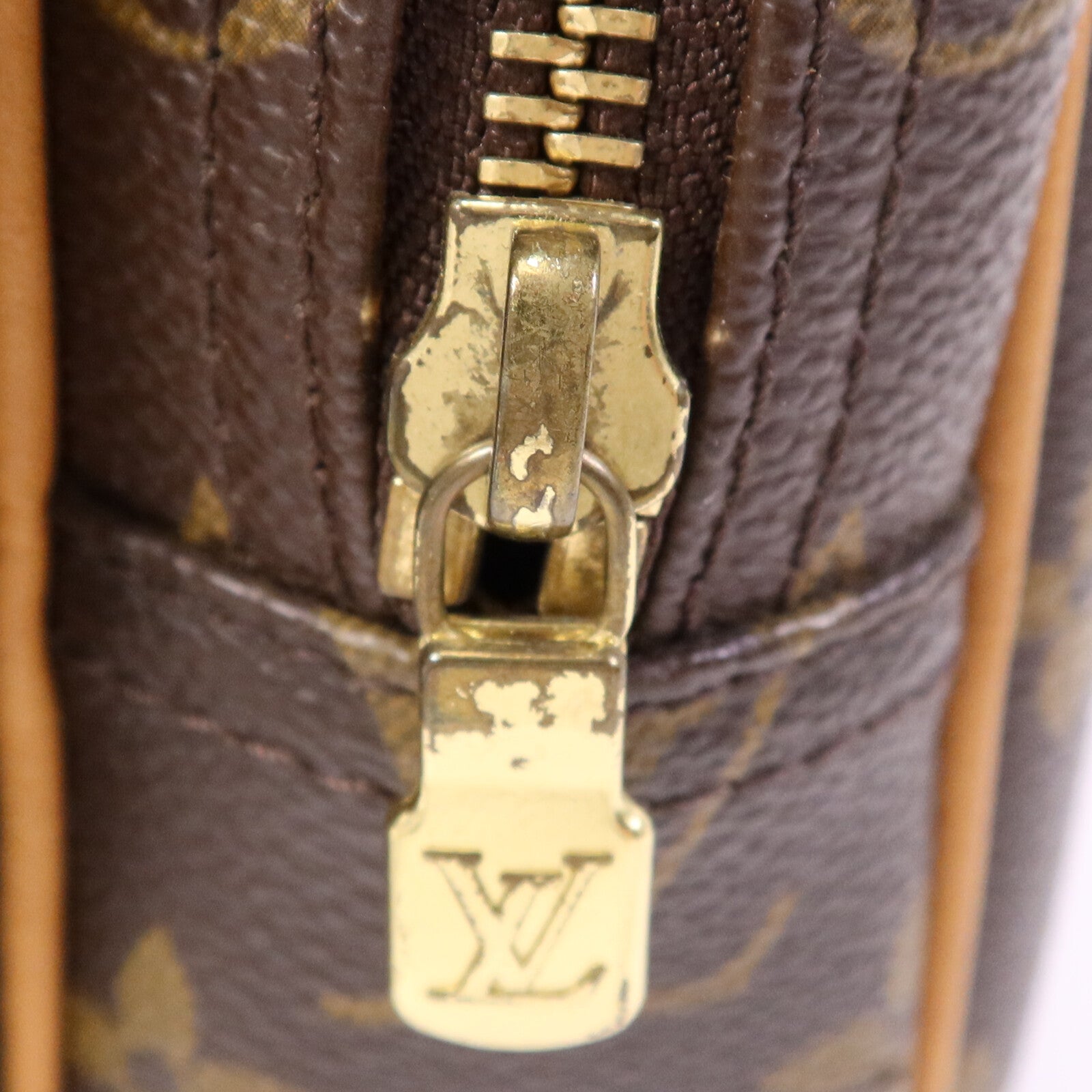 LOUIS VUITTON Monogram Reporter PM金扣肩背袋棕色