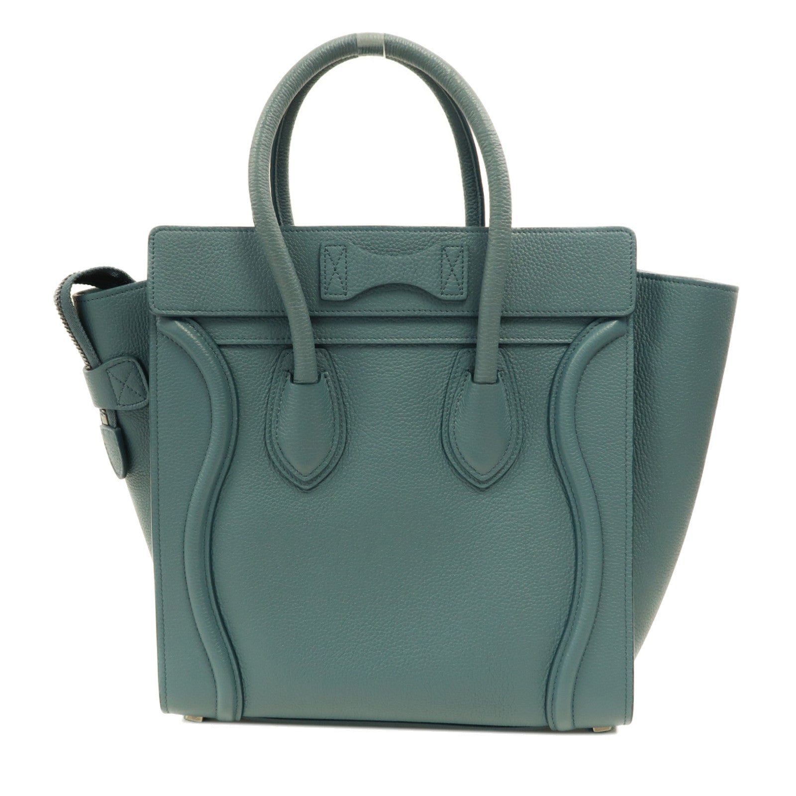 CELINE 牛皮皮革Luggage銀扣手挽袋藍色