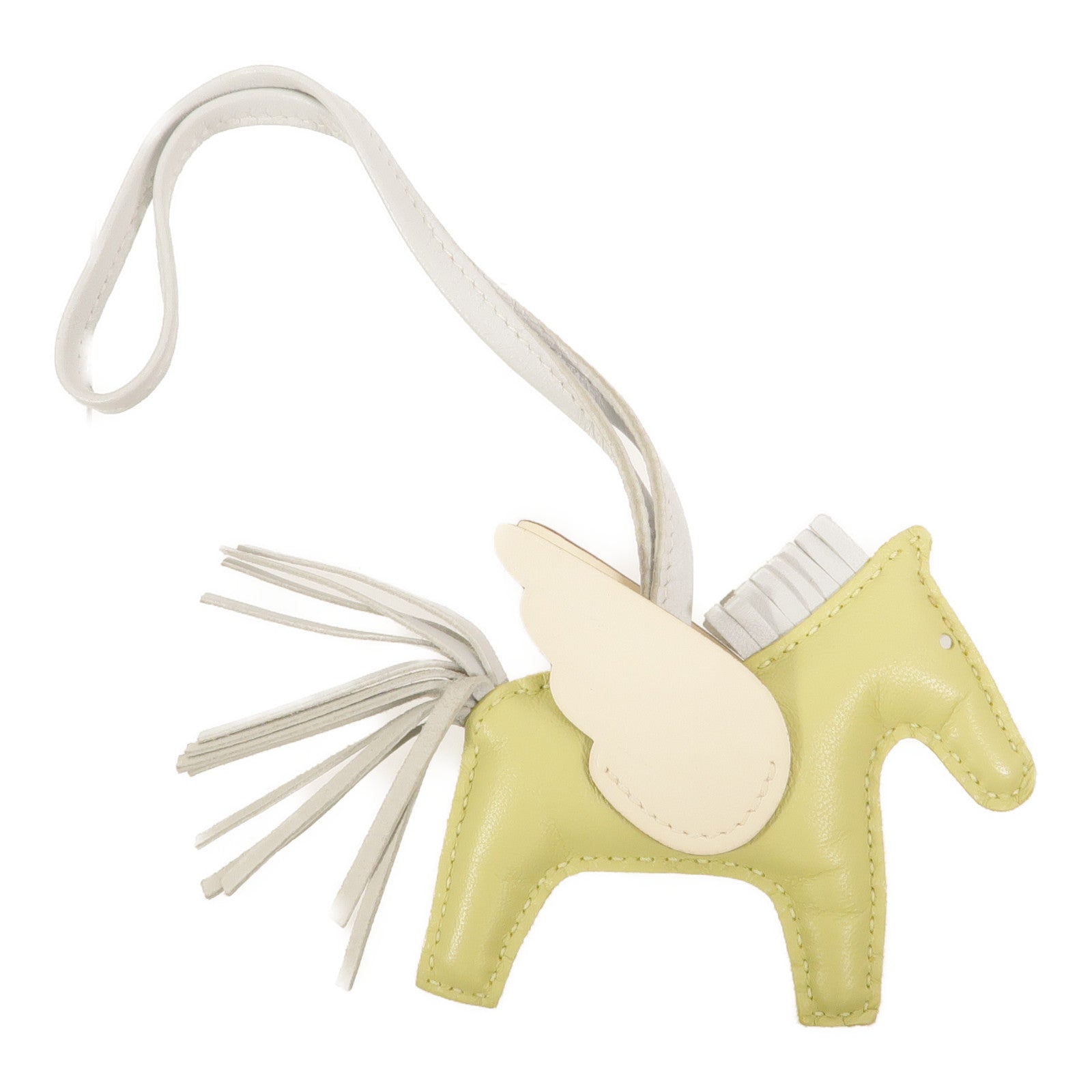 HERMES Milo皮革Rodeo Pegase PM掛飾Jaune Bourgeon/Nata