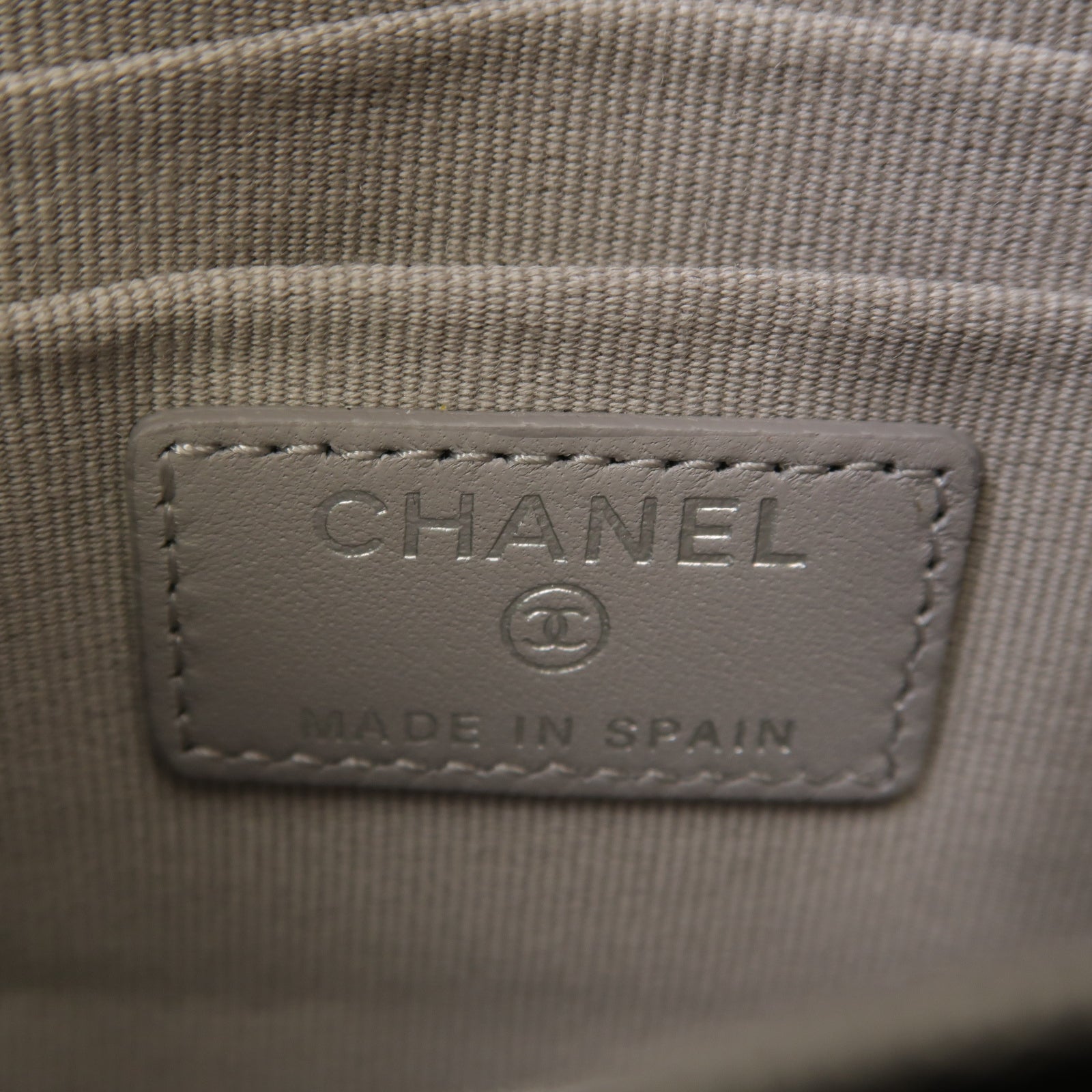 CHANEL 菱格羊皮皮革Clutch Bag銀扣手拿包灰色