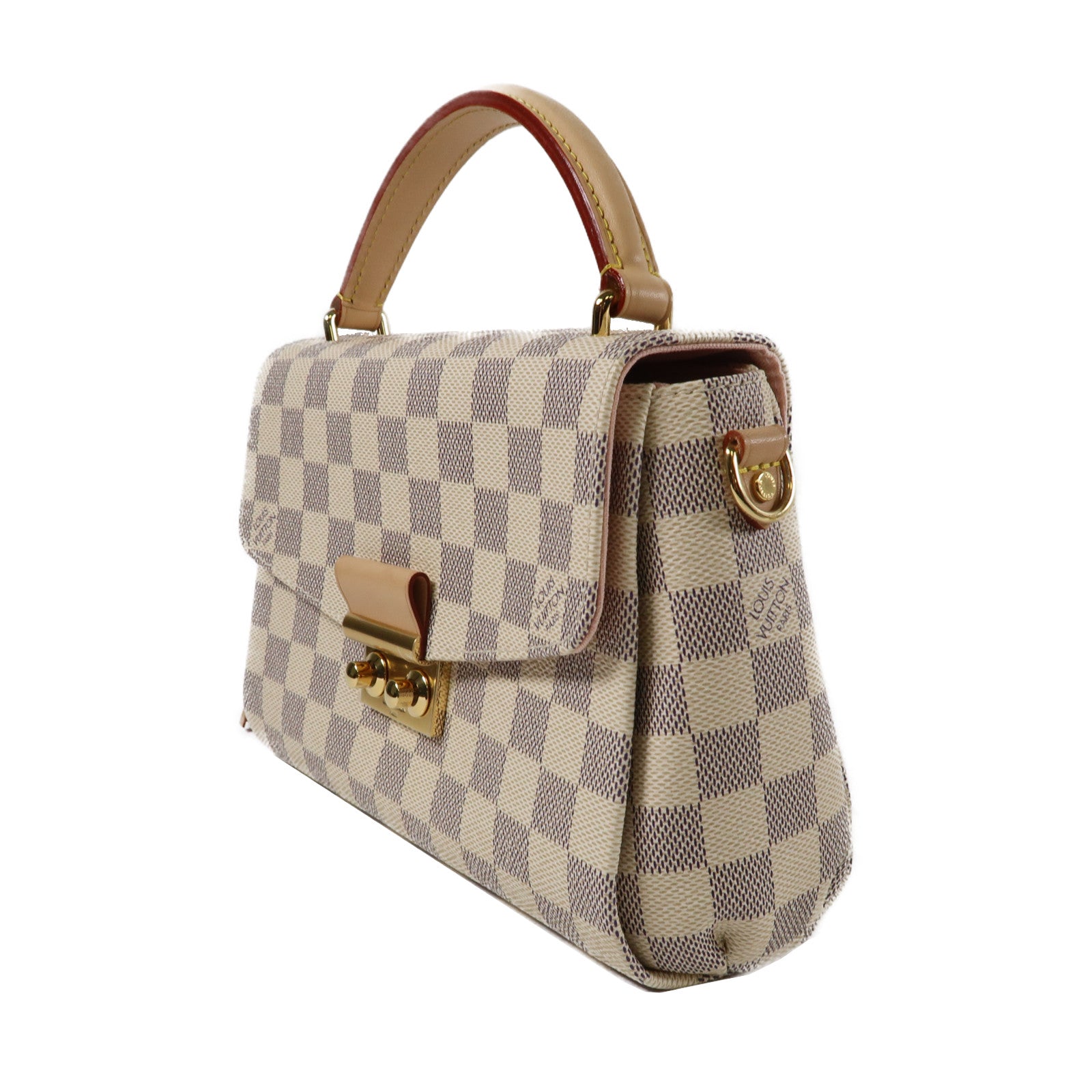LOUIS VUITTON Damier Azur Croisette 2 Way Shoulder Bag金扣手挽肩背兩用袋白色