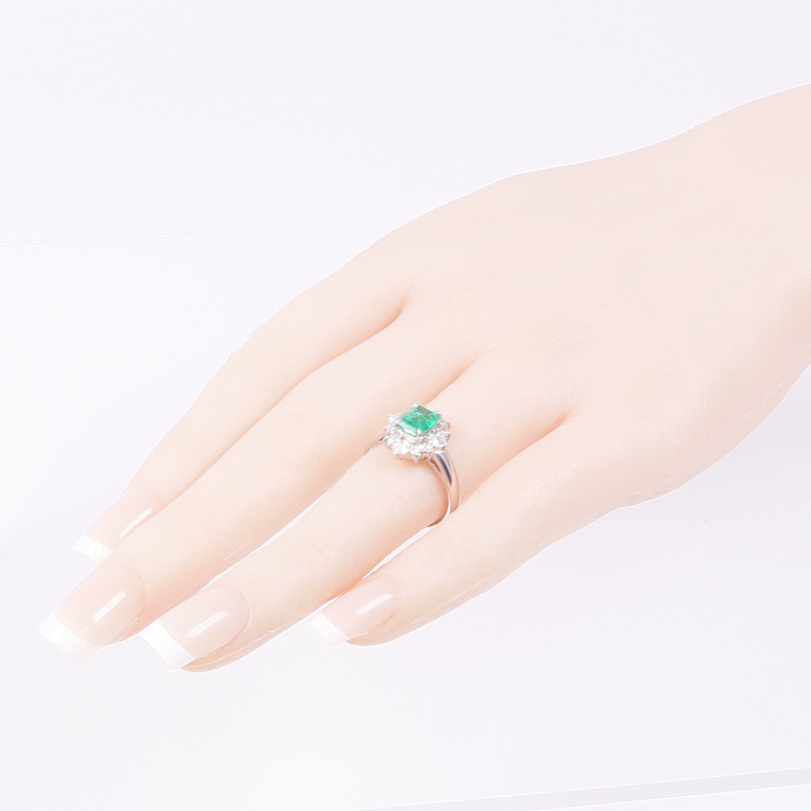 JEWELRY PT850鉑金Emerald/Diamond Ring綠寶石/鑽石戒指US#6.25