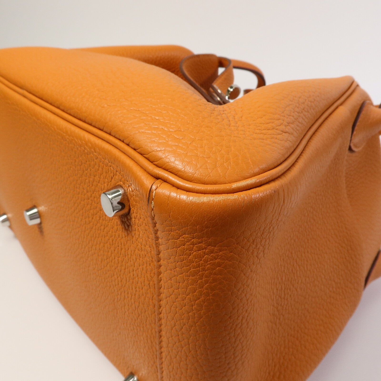 HERMES Clemence皮革Lindy 30手挽肩背兩用袋Orange