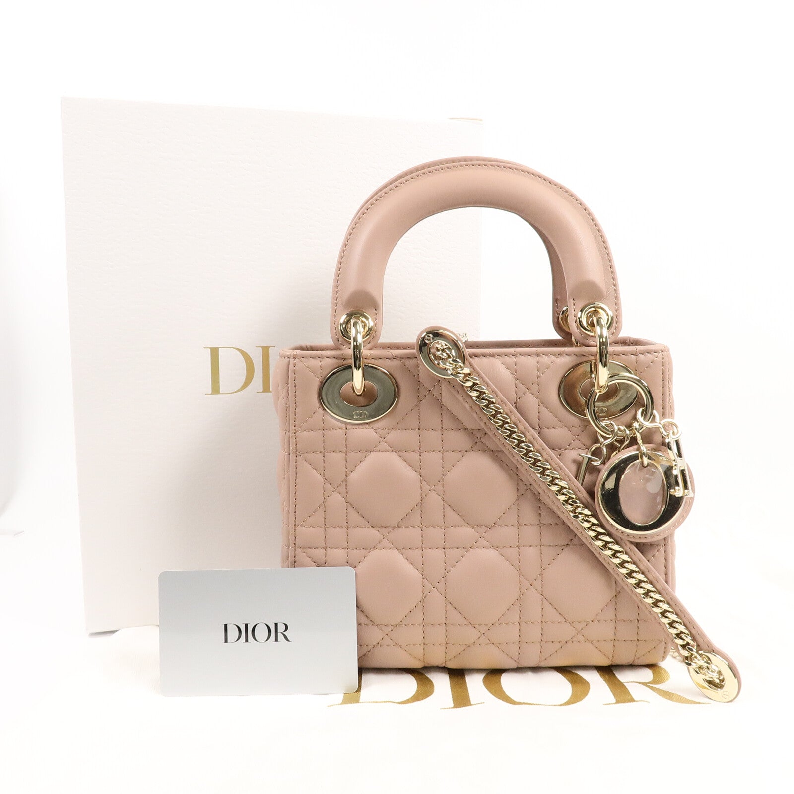 Dior 牛皮皮革Lady Dior Mini手挽肩背兩用袋