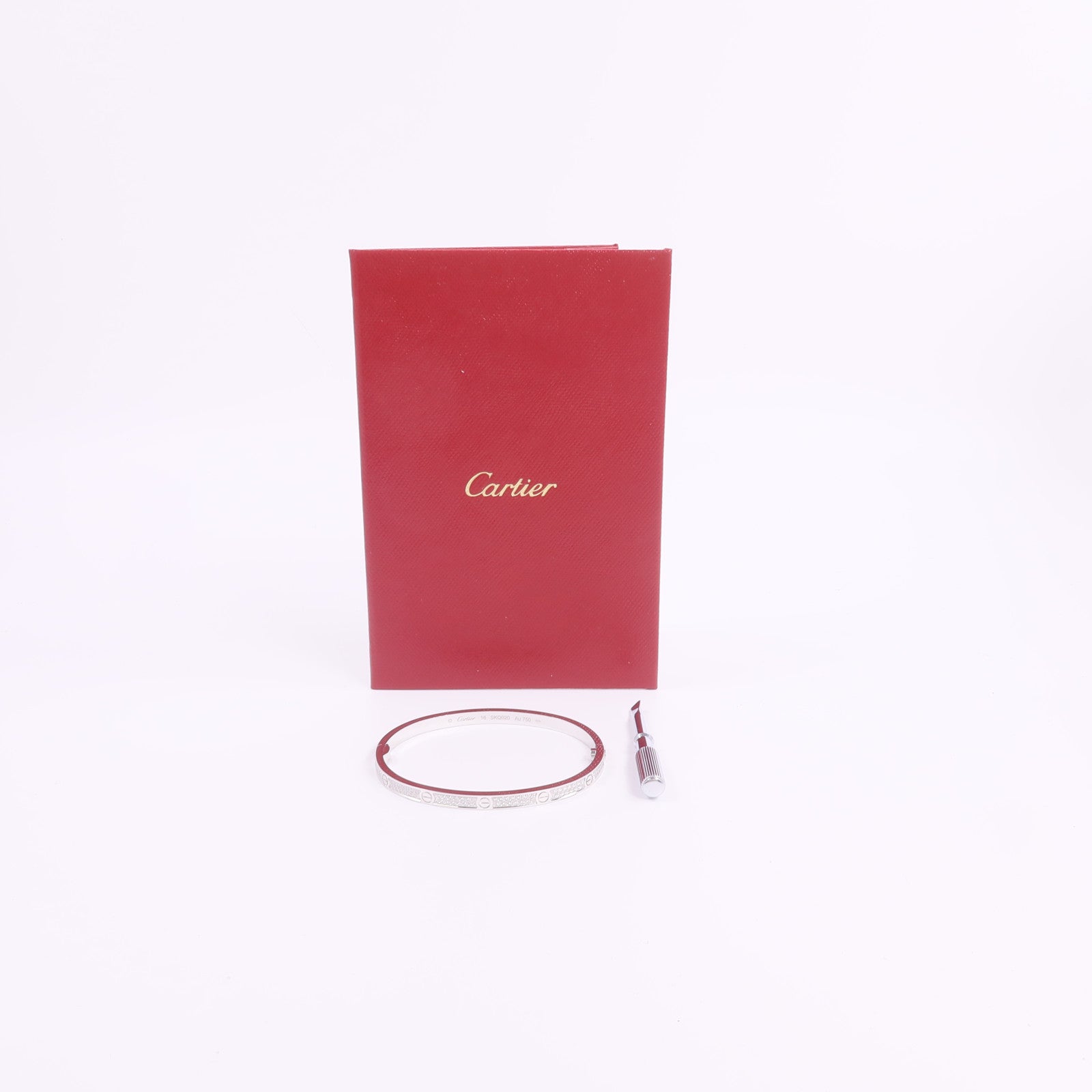 CARTIER 18K白金Love Bracelet Small Model Paved鑽石手鐲