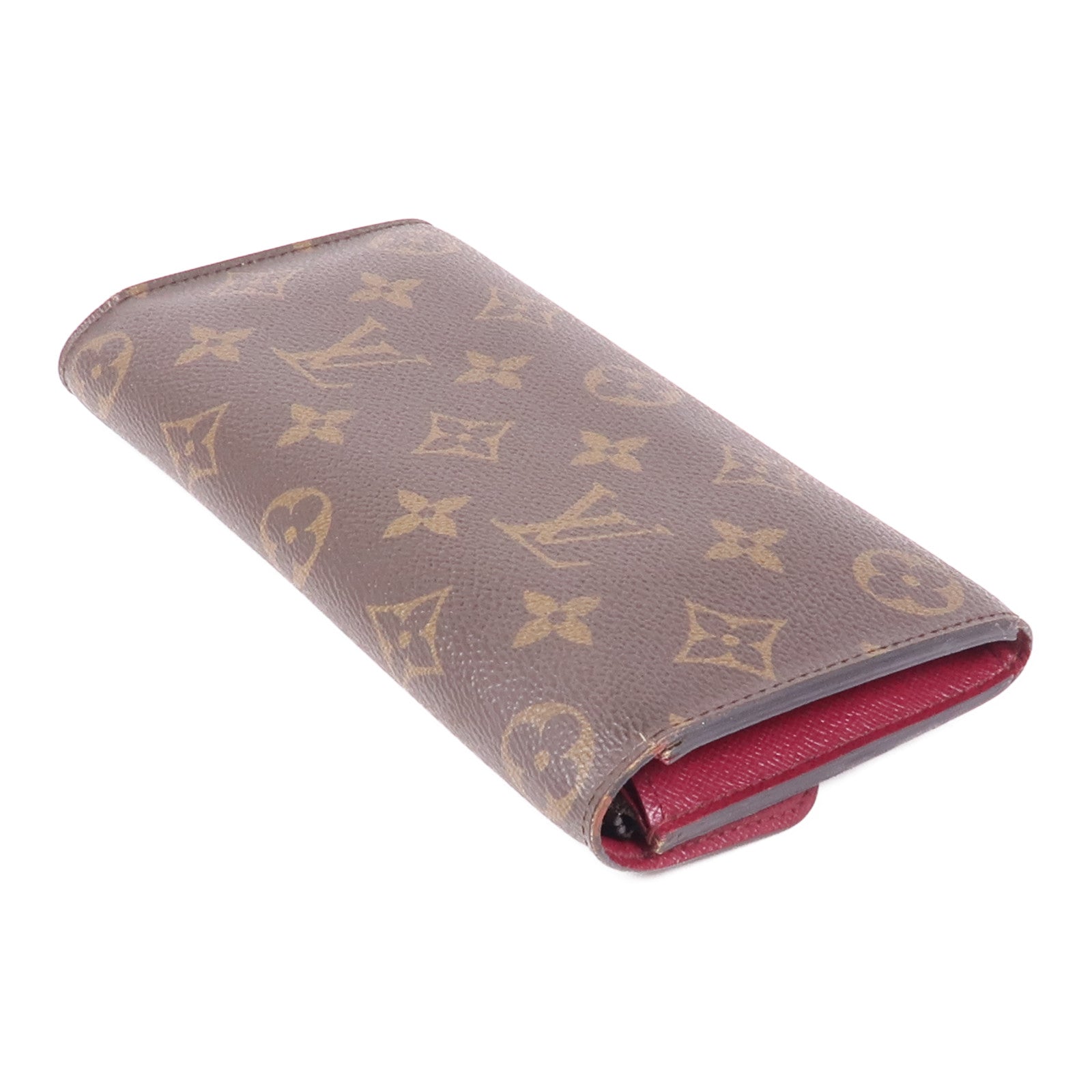 LOUIS VUITTON LV GHW Emilie Long Wallet M60697 Monogram Brown Red