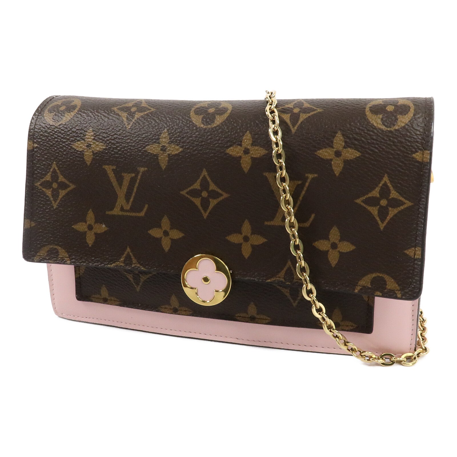 LOUIS VUITTON Monogram Flore Chain Wallet鏈帶肩背袋